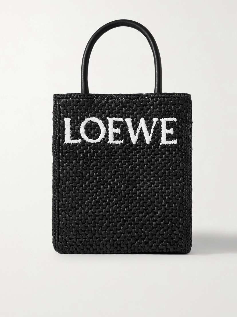 Loewe Leather-trimmed Raffia Tote