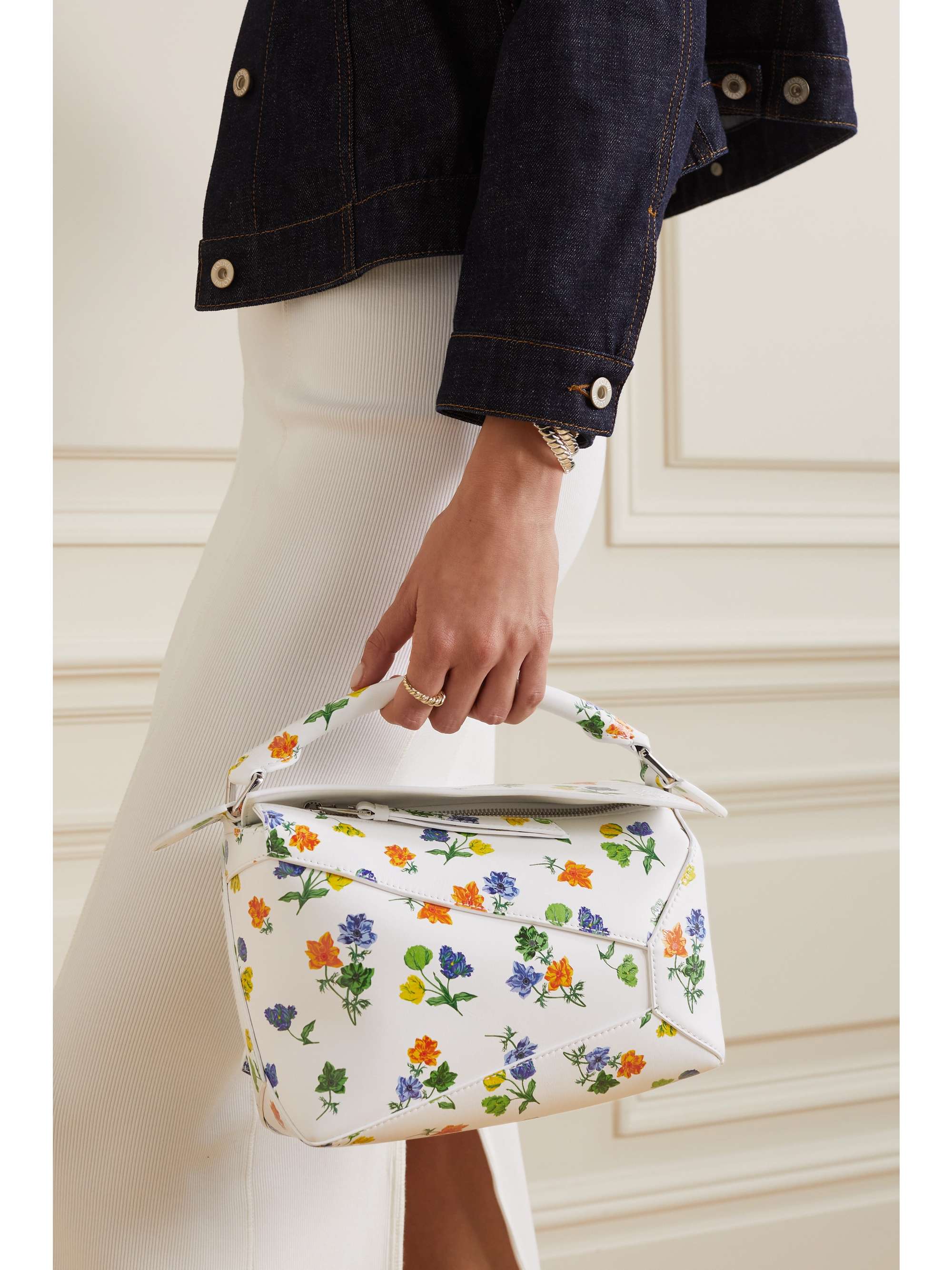LOEWE Puzzle Edge small printed leather shoulder bag