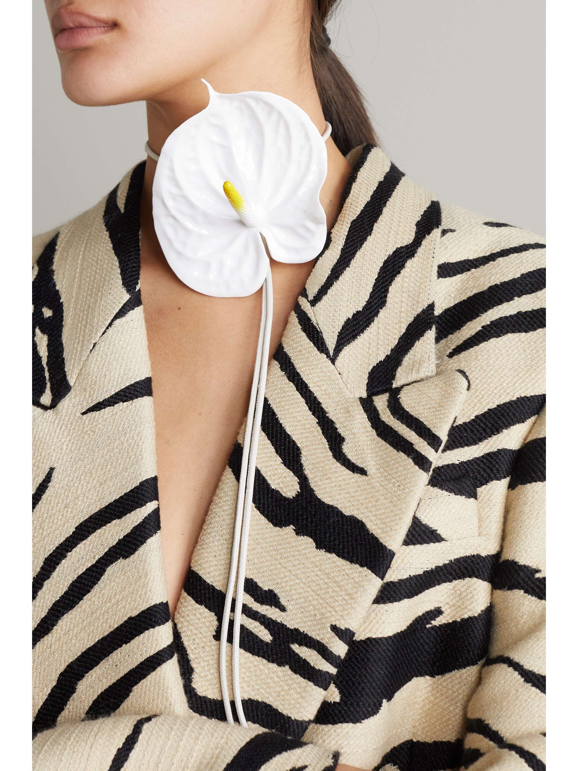 LOEWE Anthurium PU and leather bag charm NETAPORTER