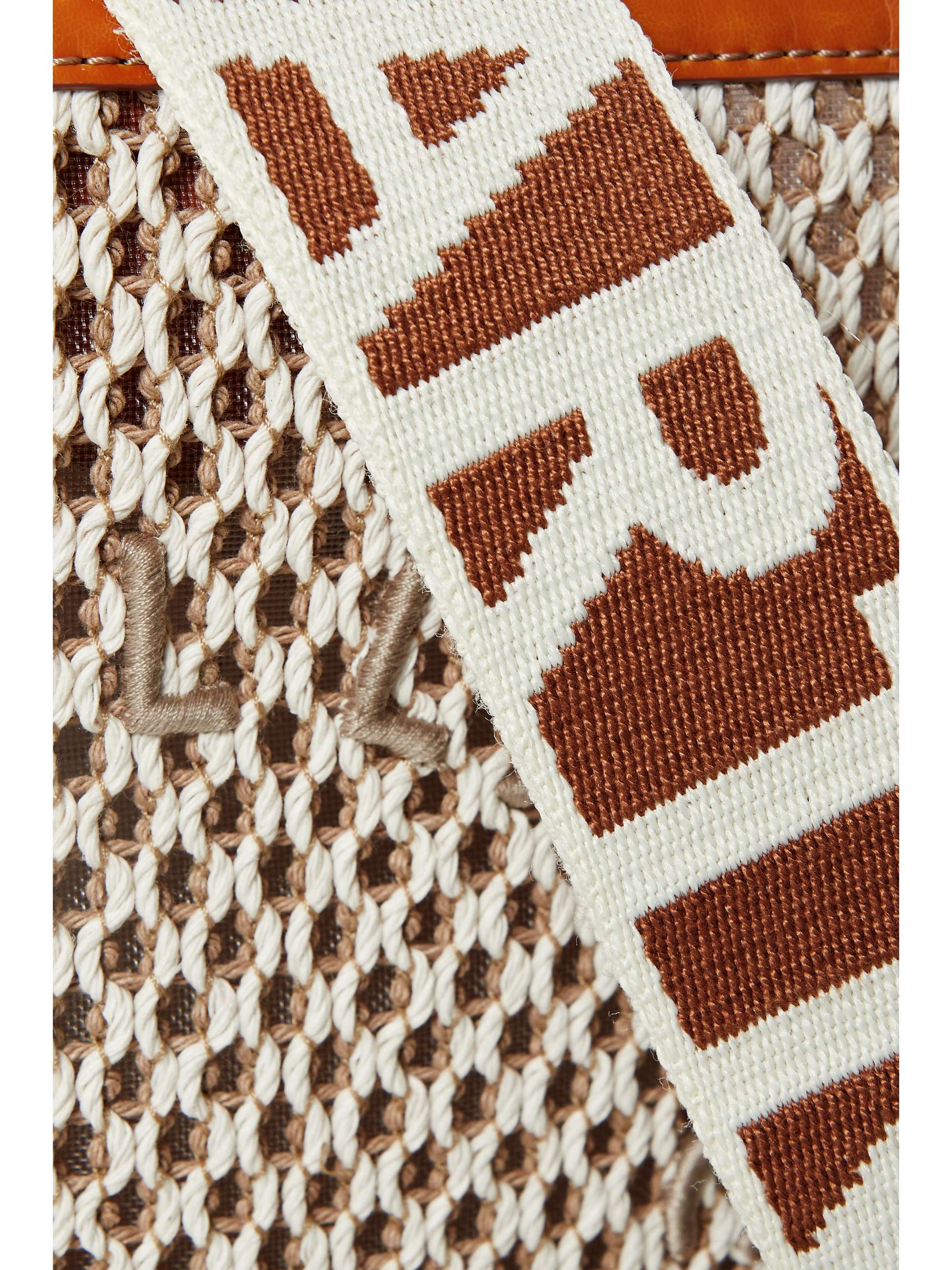 STELLA MCCARTNEY Vegetarian leather-trimmed embroidered rope shoulder bag