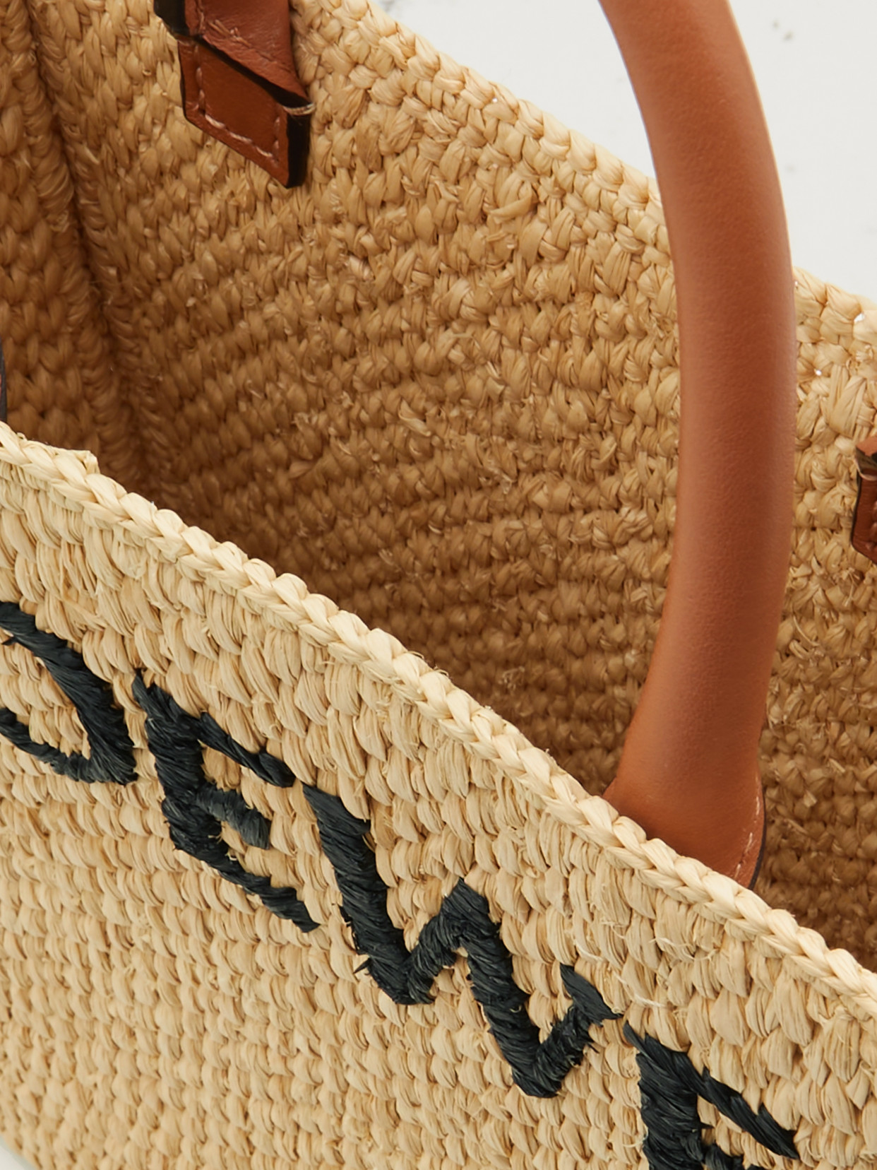 Loewe Leather-trimmed Raffia Tote In Neutrals