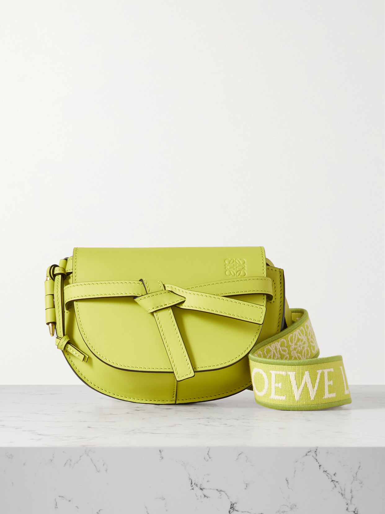 Loewe Gate Mini Canvas Jacquard-trimmed Leather Shoulder Bag