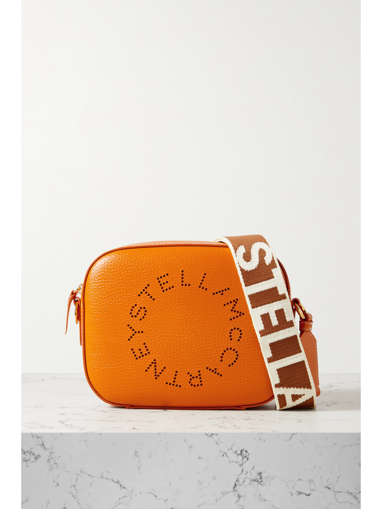 Stella McCartney - Perforated Vegetarian Textured-leather Camera Bag - Orange