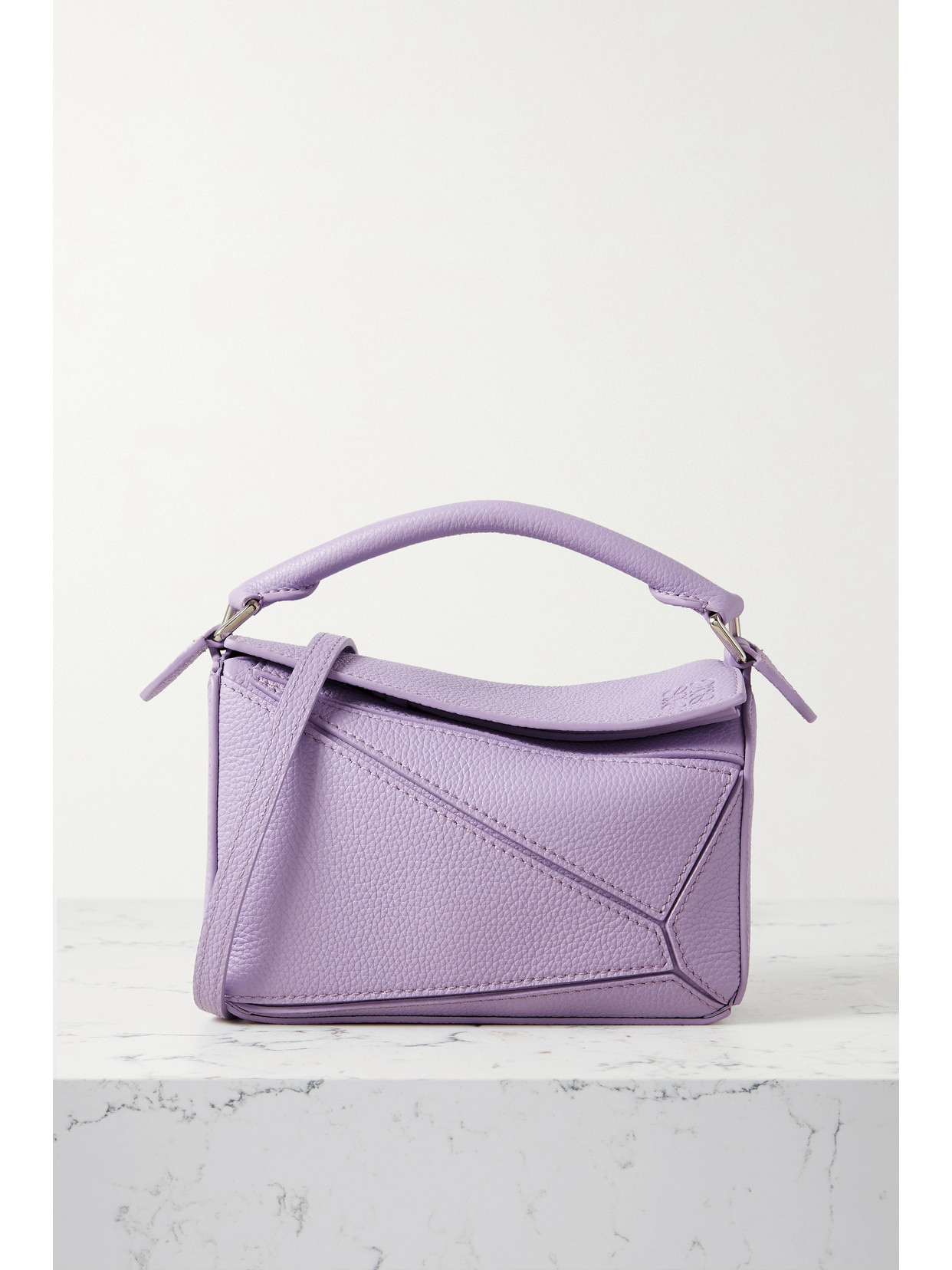 Loewe - Puzzle Mini Textured-leather Shoulder Bag - Purple