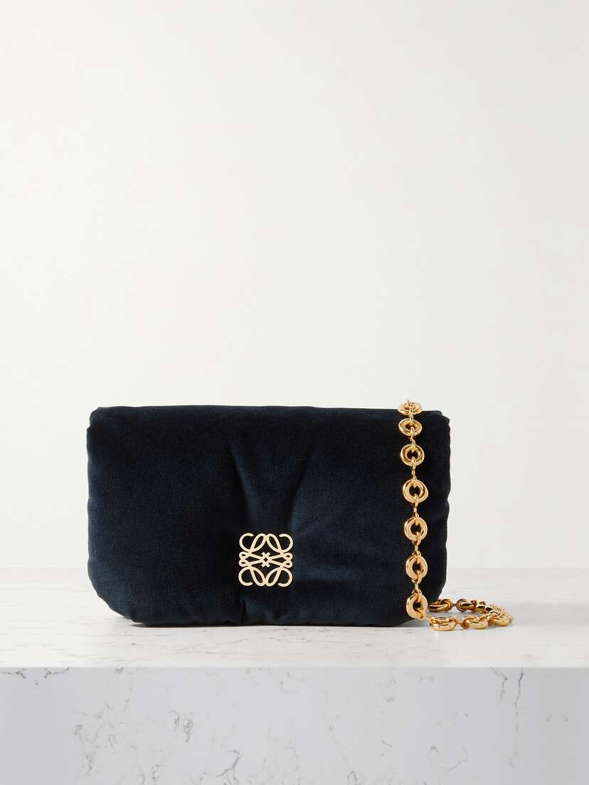 Loewe Puffer Goya Padded Velvet Down Shoulder Bag
