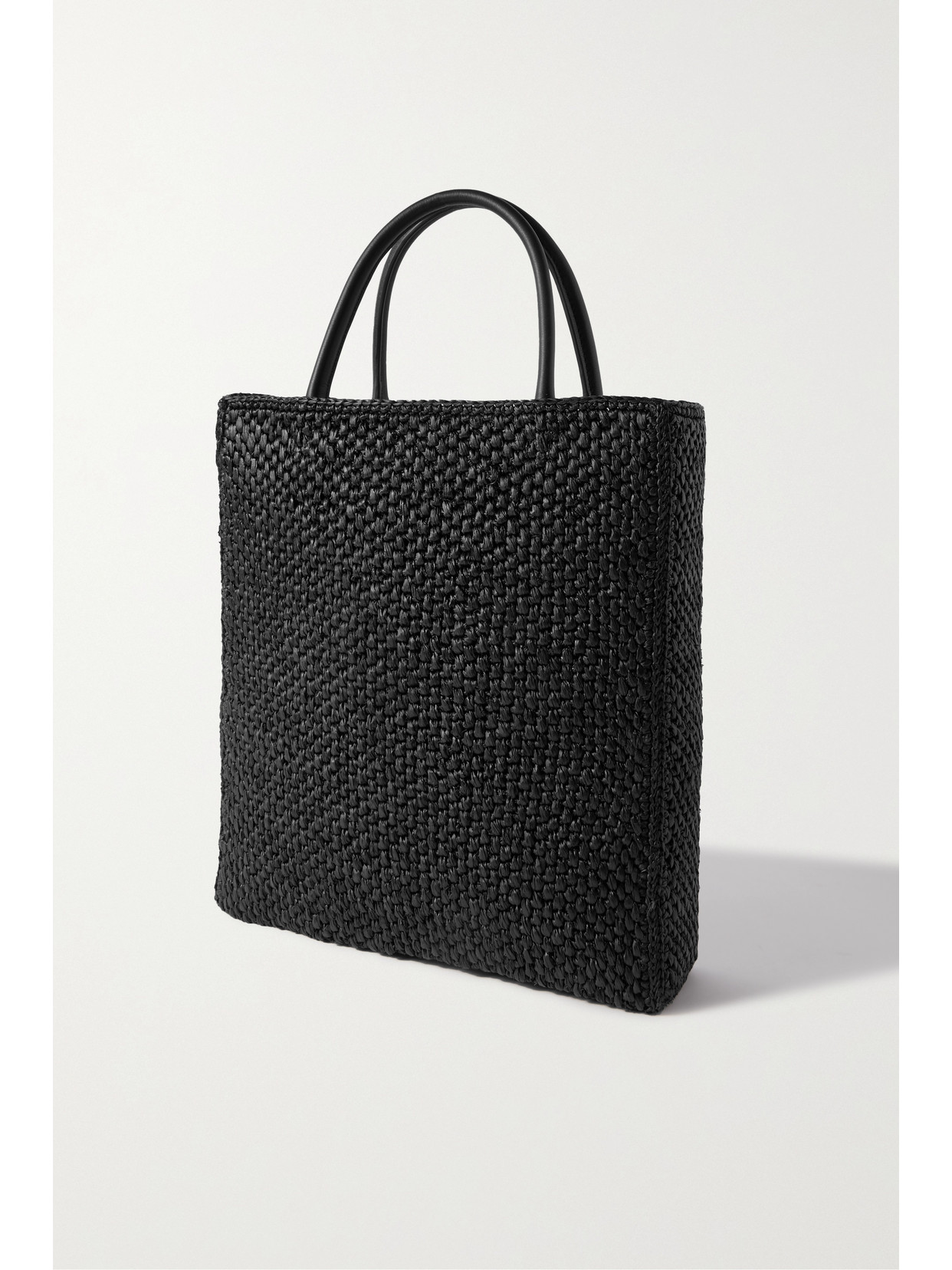 Shop Loewe Standard A4 Leather-trimmed Embroidered Raffia Tote In Black