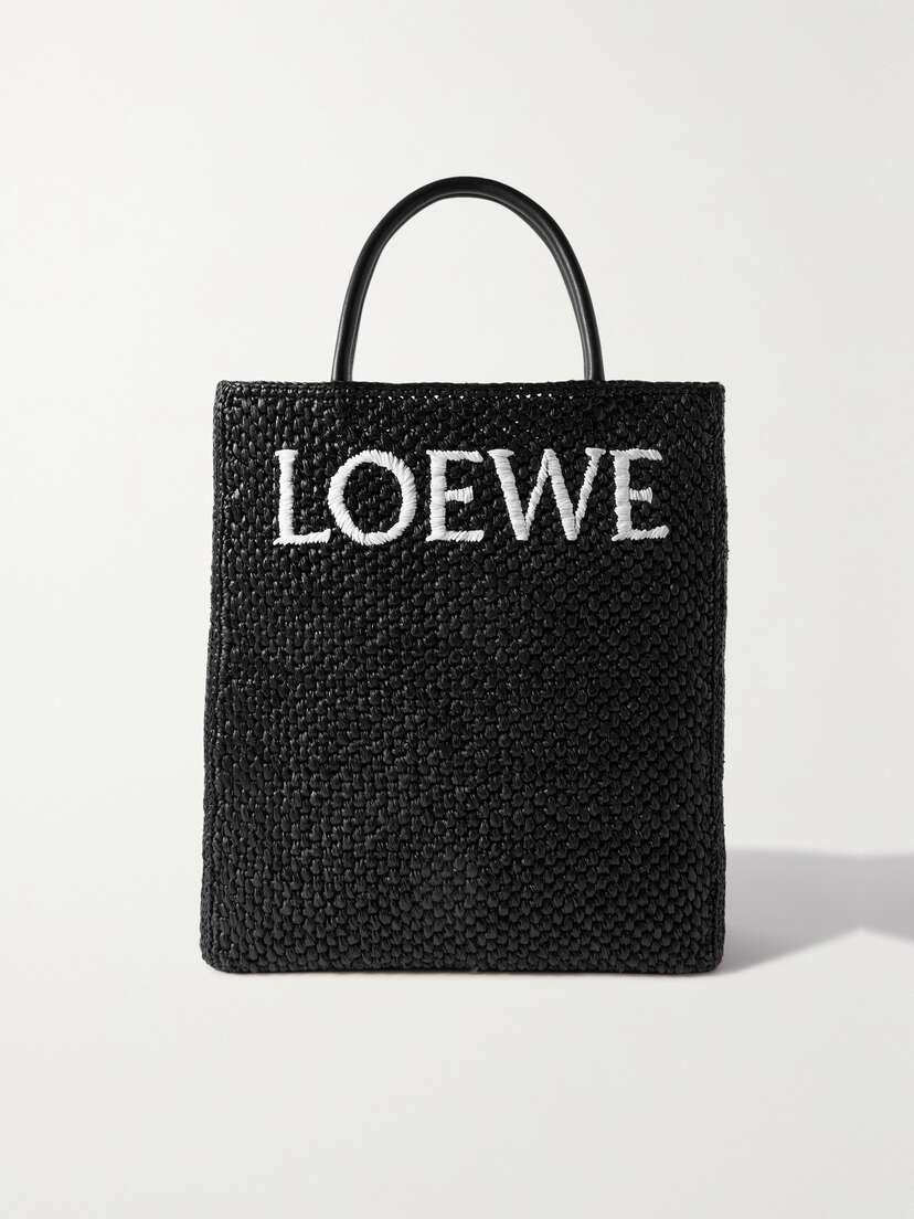 Loewe Standard A4 Leather-trimmed Embroidered Raffia Tote