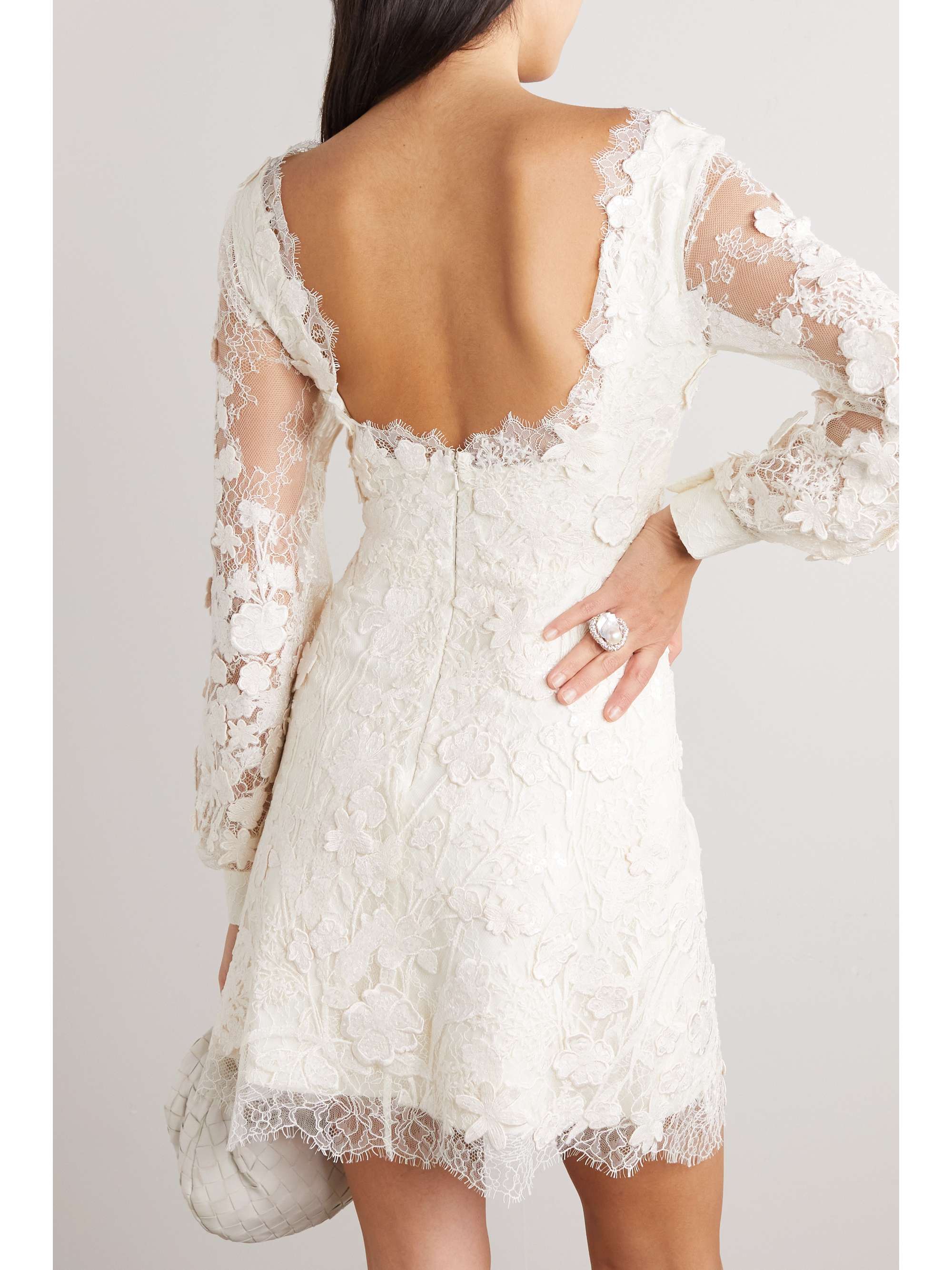 ELIE SAAB Sequined lace mini dress