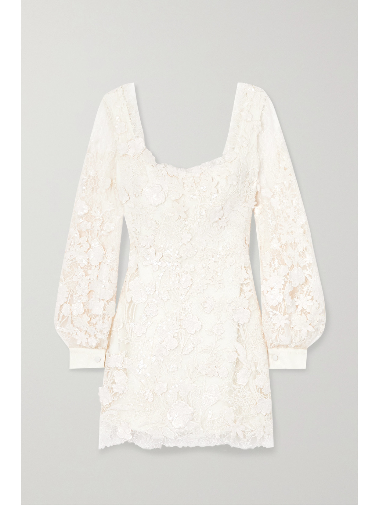 Elie Saab - Sequined Lace Mini Dress - White