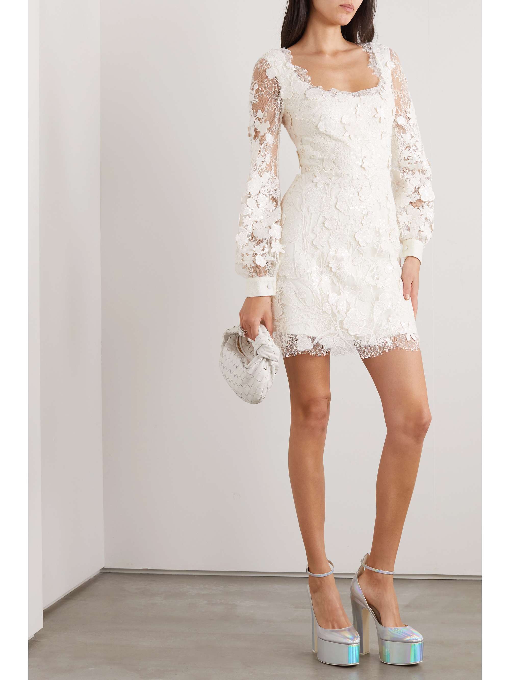 ELIE SAAB Sequined lace mini dress