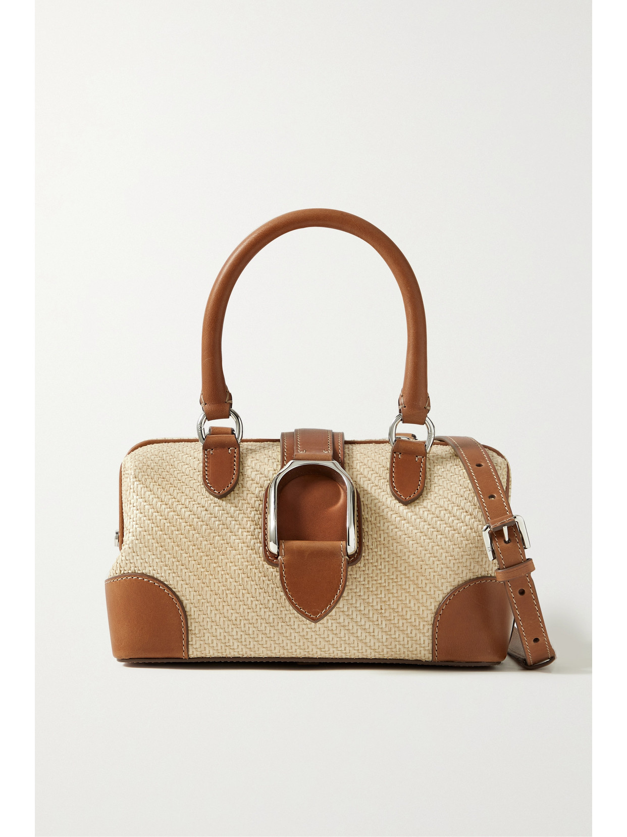 Ralph Lauren Collection - Wellington Mini Doctor Leather-trimmed Raffia Tote - Neutrals