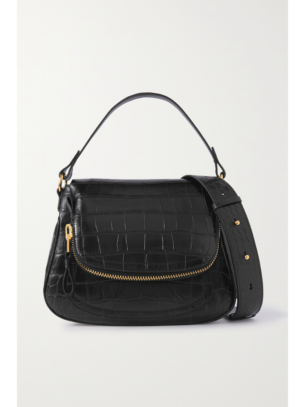 TOM FORD - Jennifer Medium Croc-effect Leather Shoulder Bag - Black