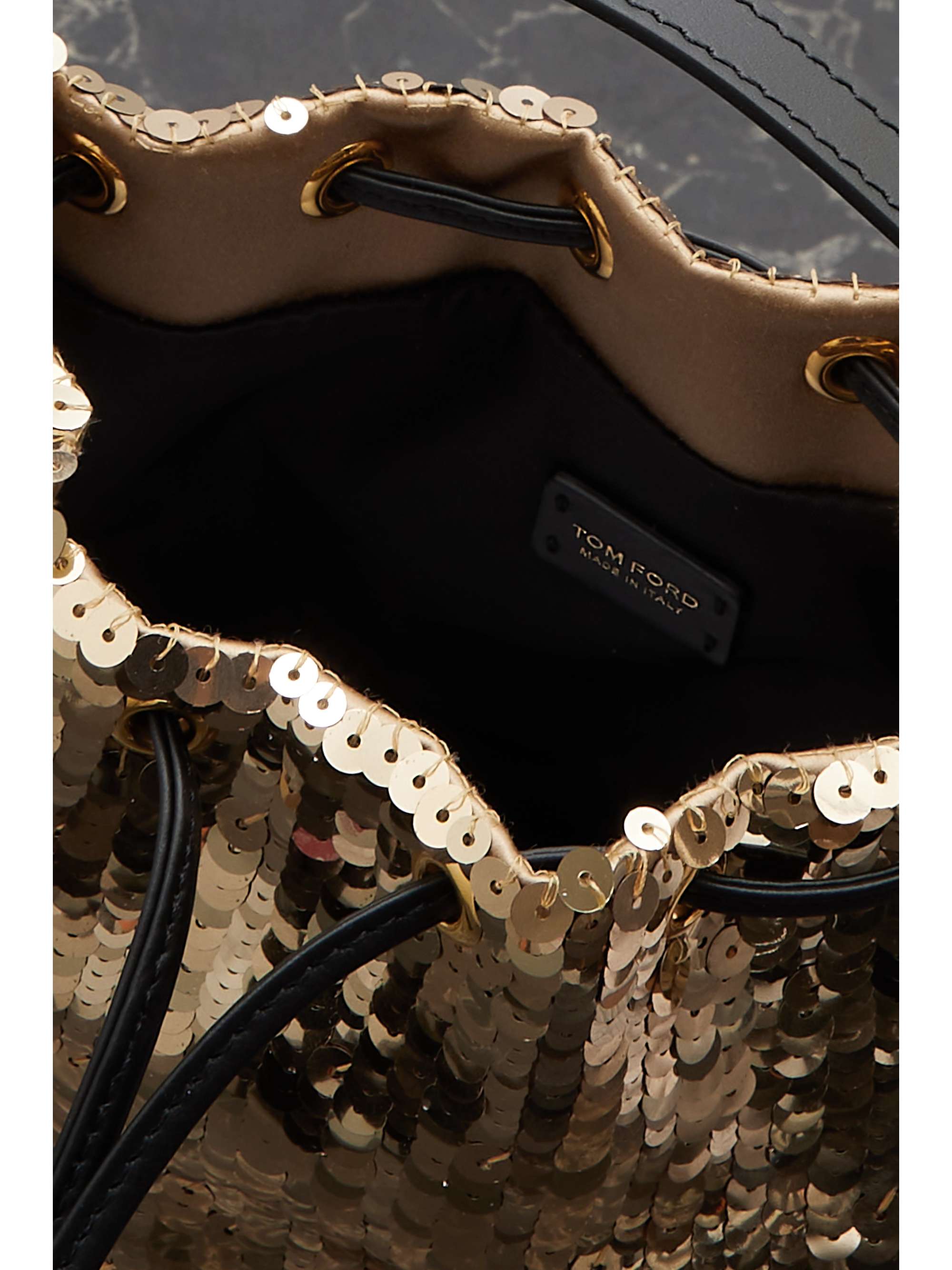 TOM FORD Disco sequined leather bucket bag