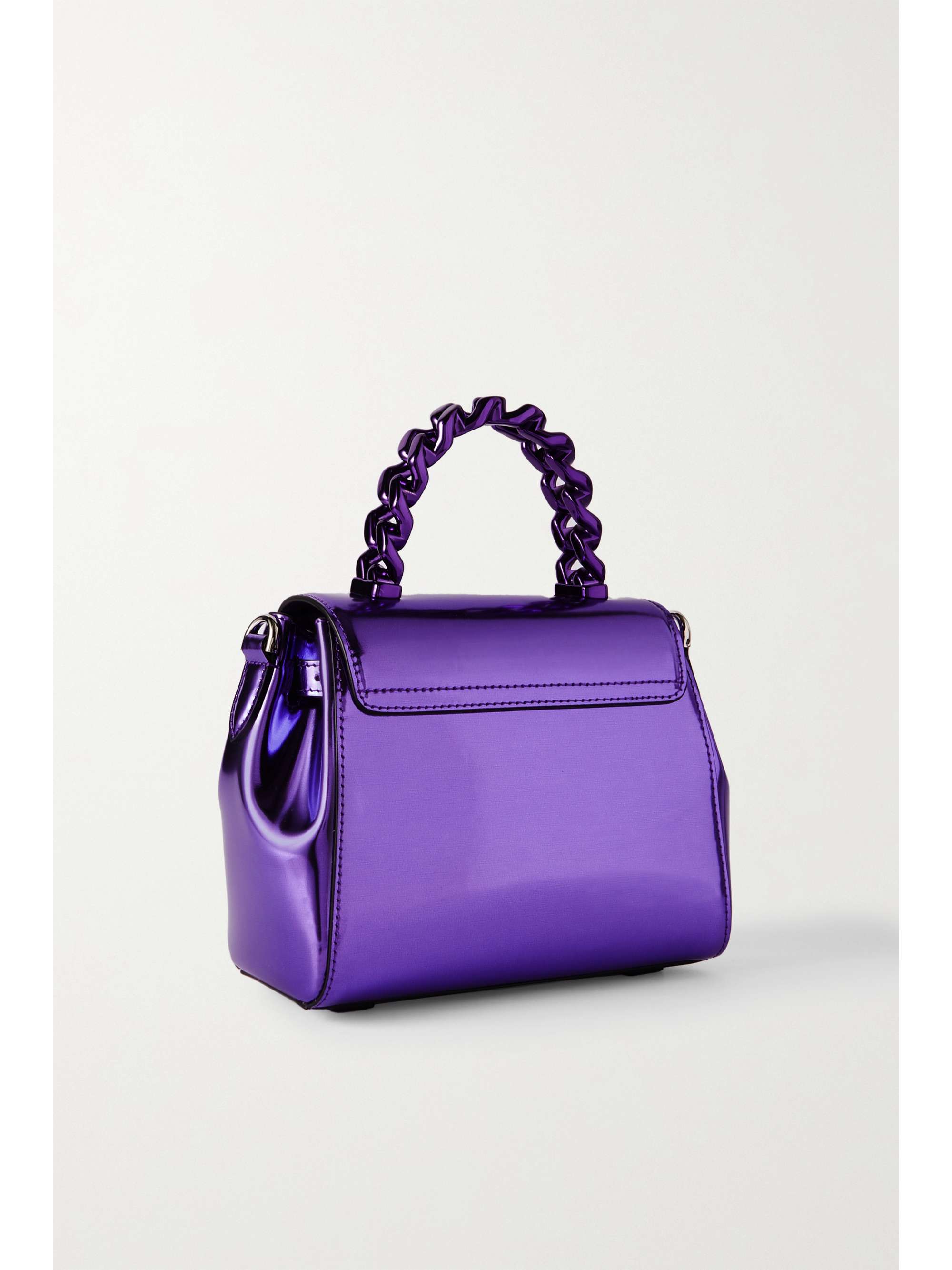 VERSACE La Medusa embellished mirrored-leather shoulder bag