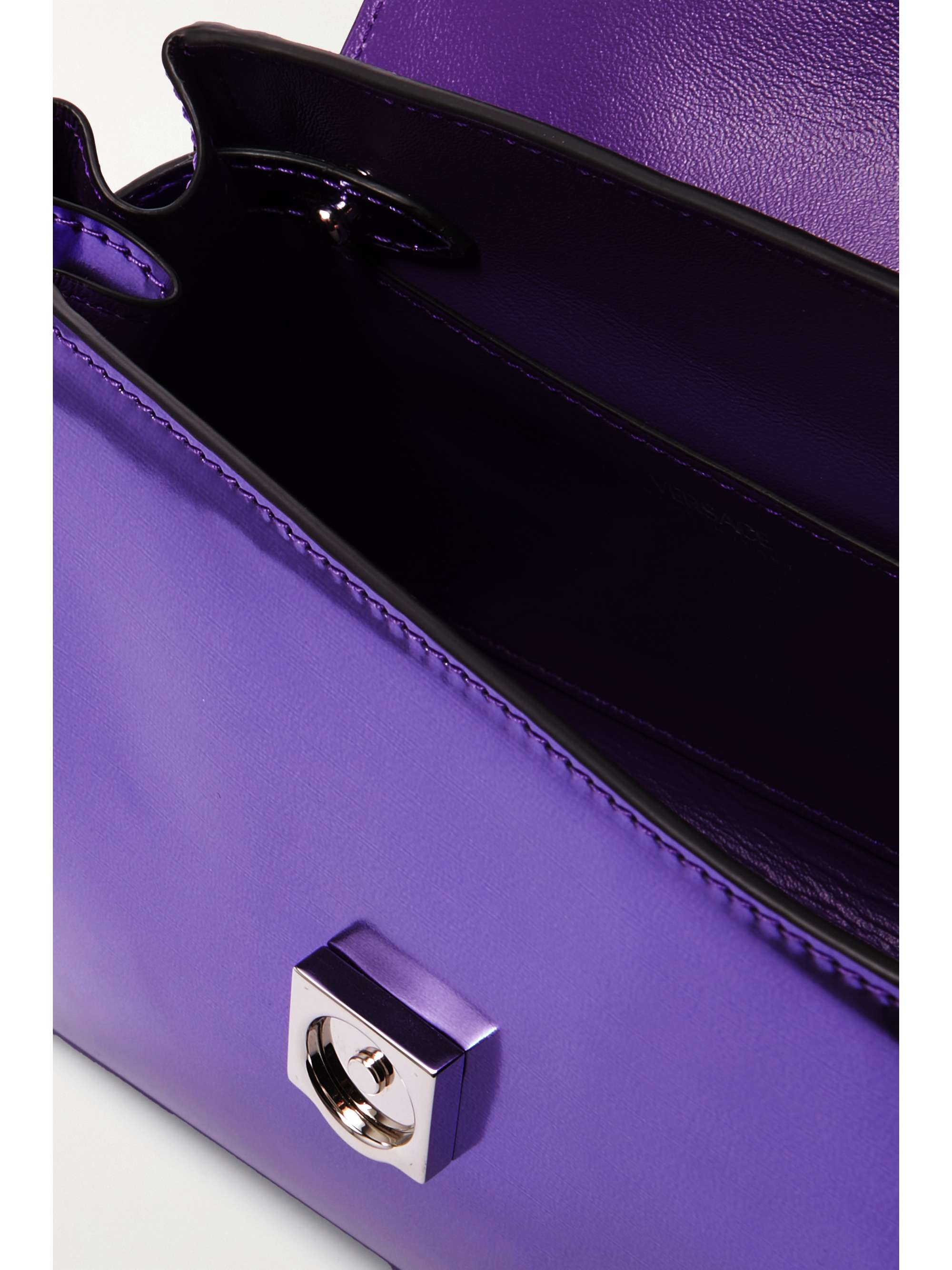VERSACE La Medusa embellished mirrored-leather shoulder bag