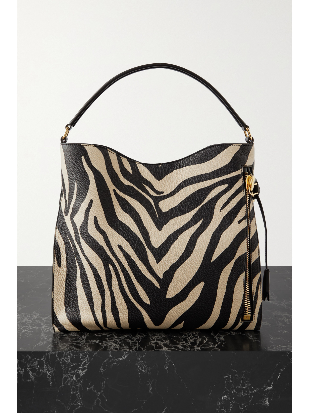 TOM FORD - Alix Small Zebra-print Textured-leather Tote - Black