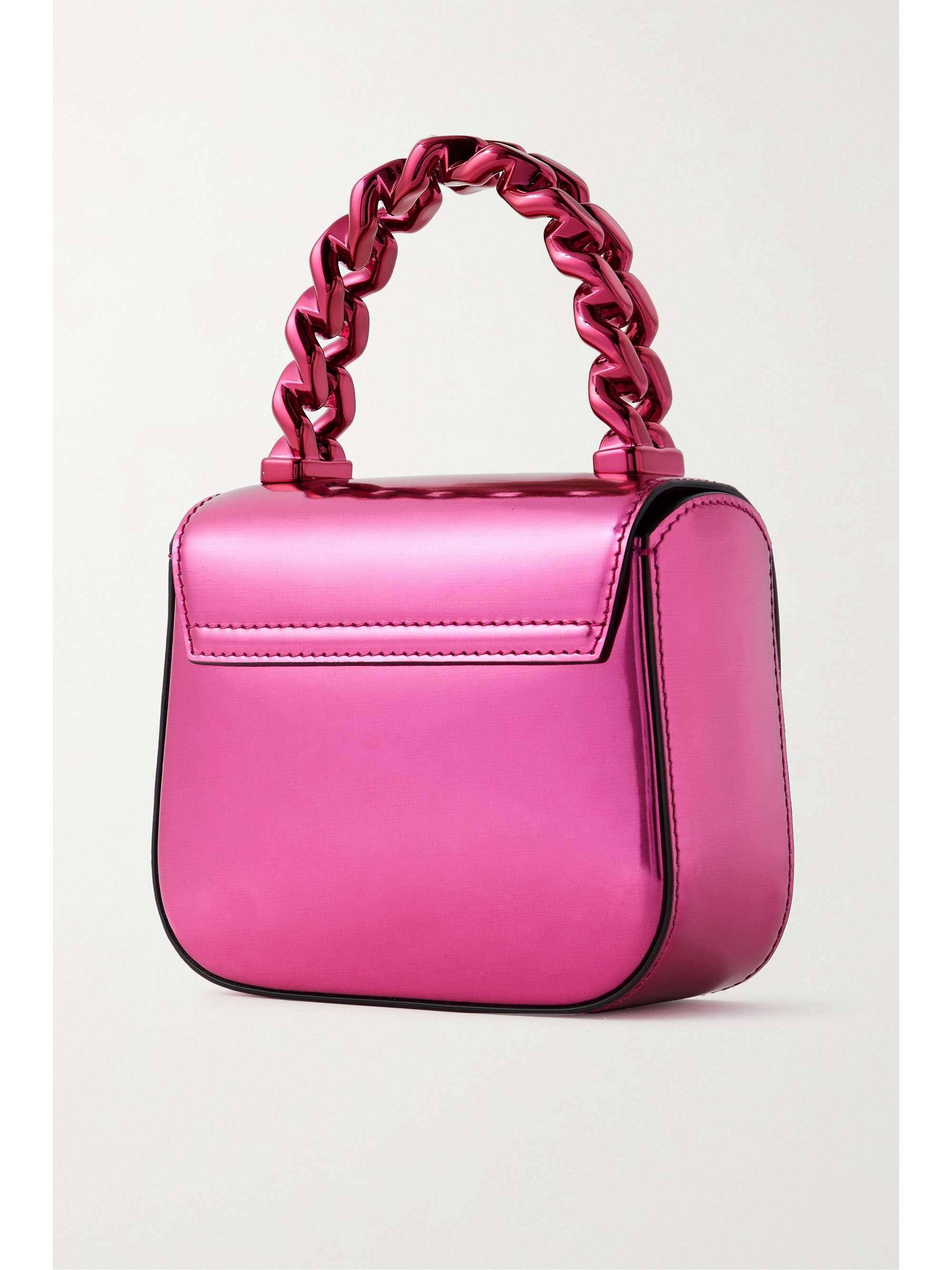 VERSACE La Medusa mini metallic patent-leather tote