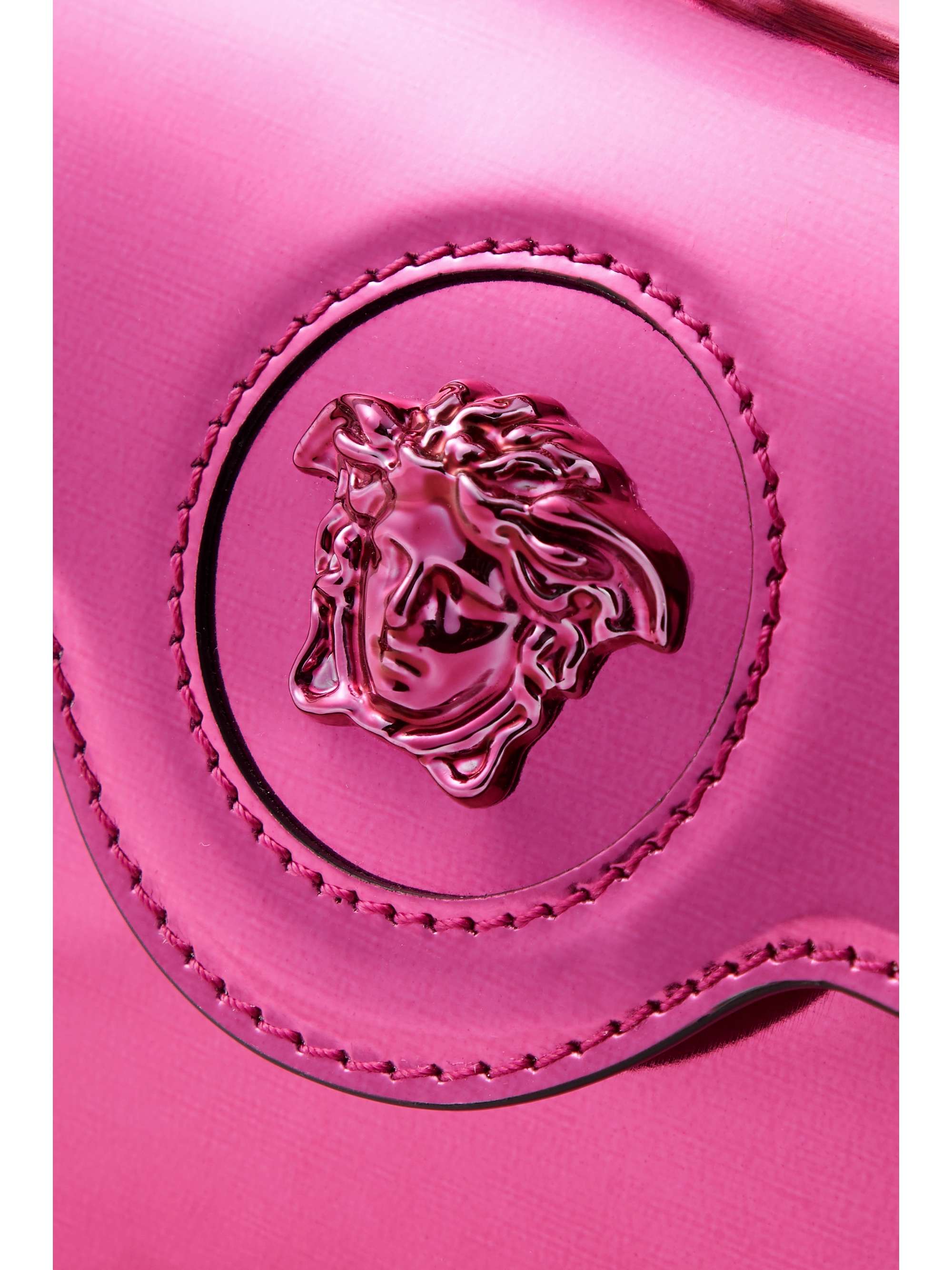 VERSACE La Medusa mini metallic patent-leather tote
