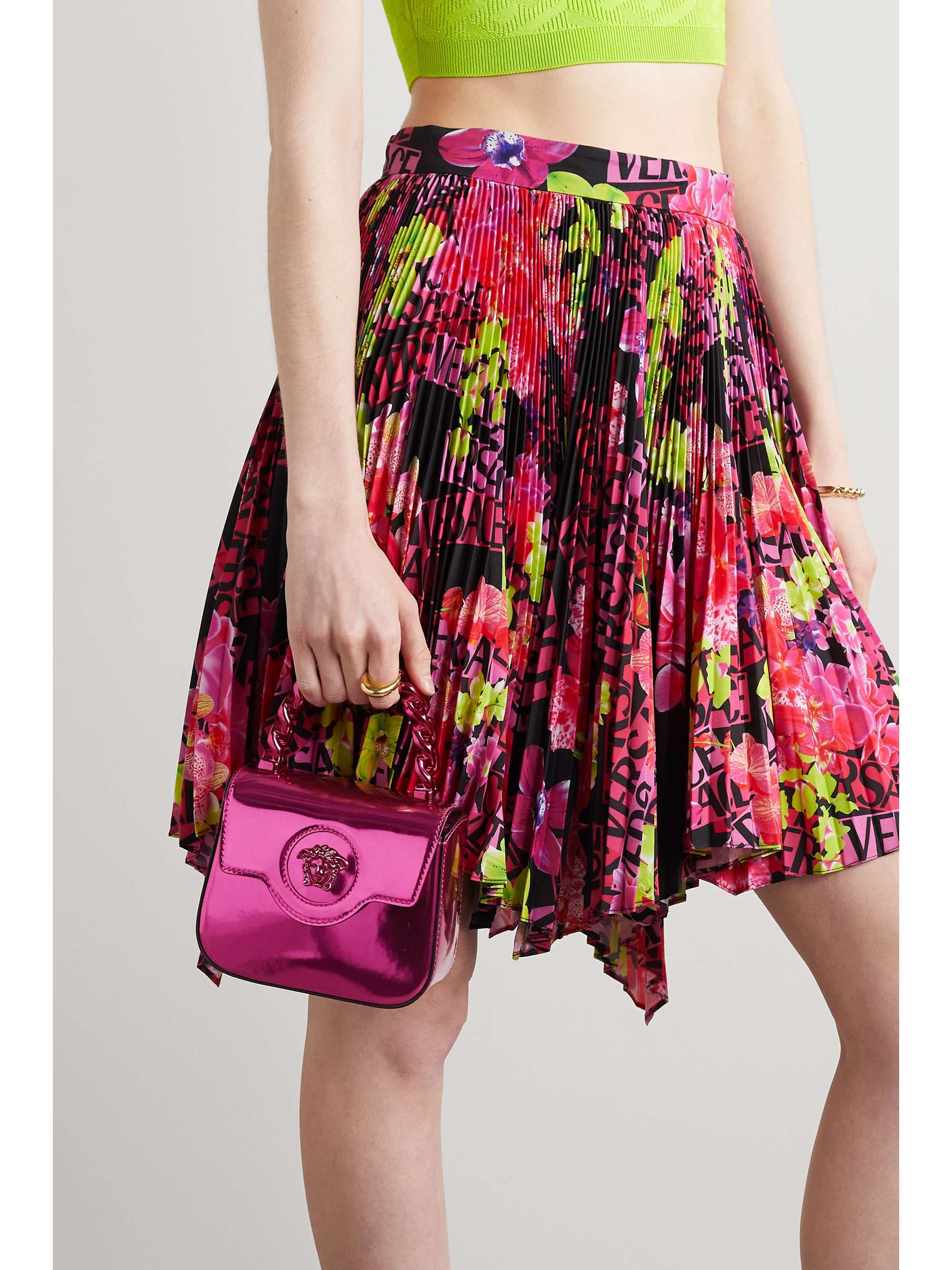 VERSACE La Medusa mini metallic patent-leather tote