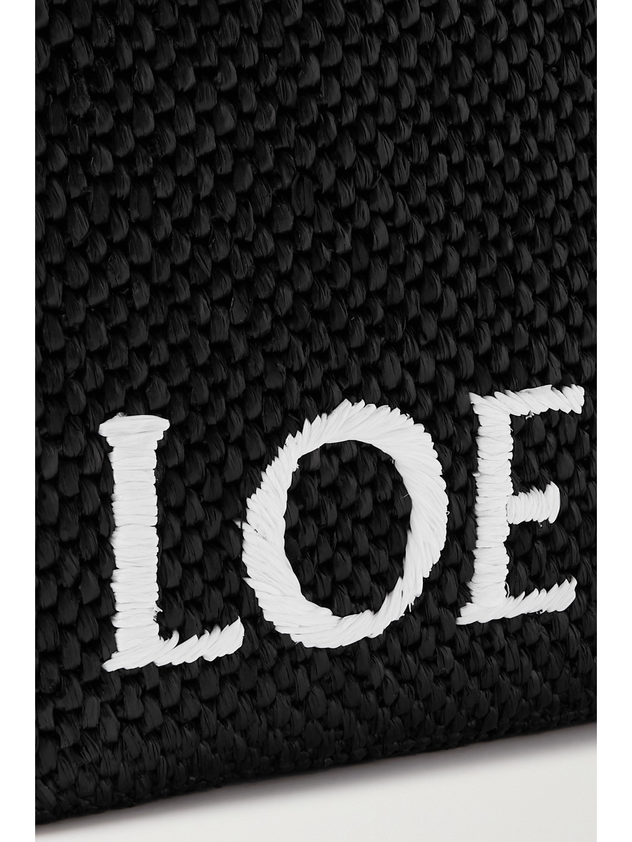 Loewe + Paula's Ibiza Medium Embroidered Two-tone Raffia Tote In Black