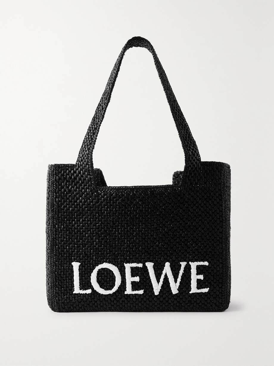 net-a-porter.com | '+ Paula's Ibiza medium embroidered two-tone raffia tote
