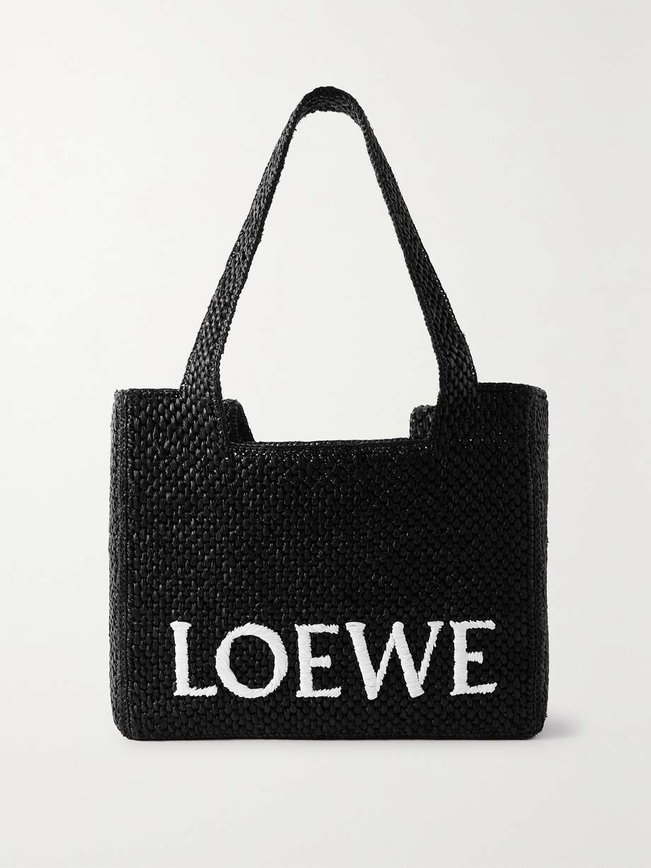 LOEWE + Paula's Ibiza medium embroidered two-tone raffia tote | NET-A ...