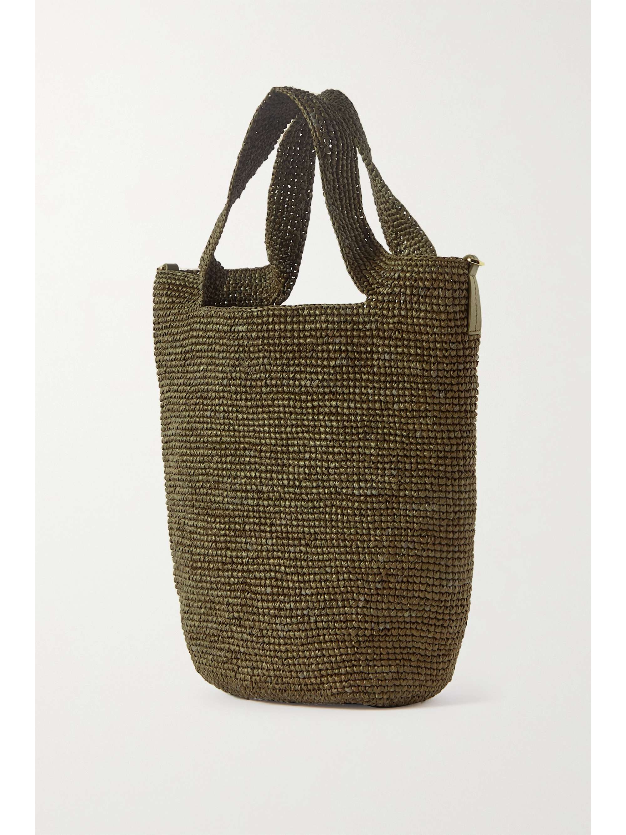 LOEWE + Paula's Ibiza Slit leather-trimmed woven raffia tote