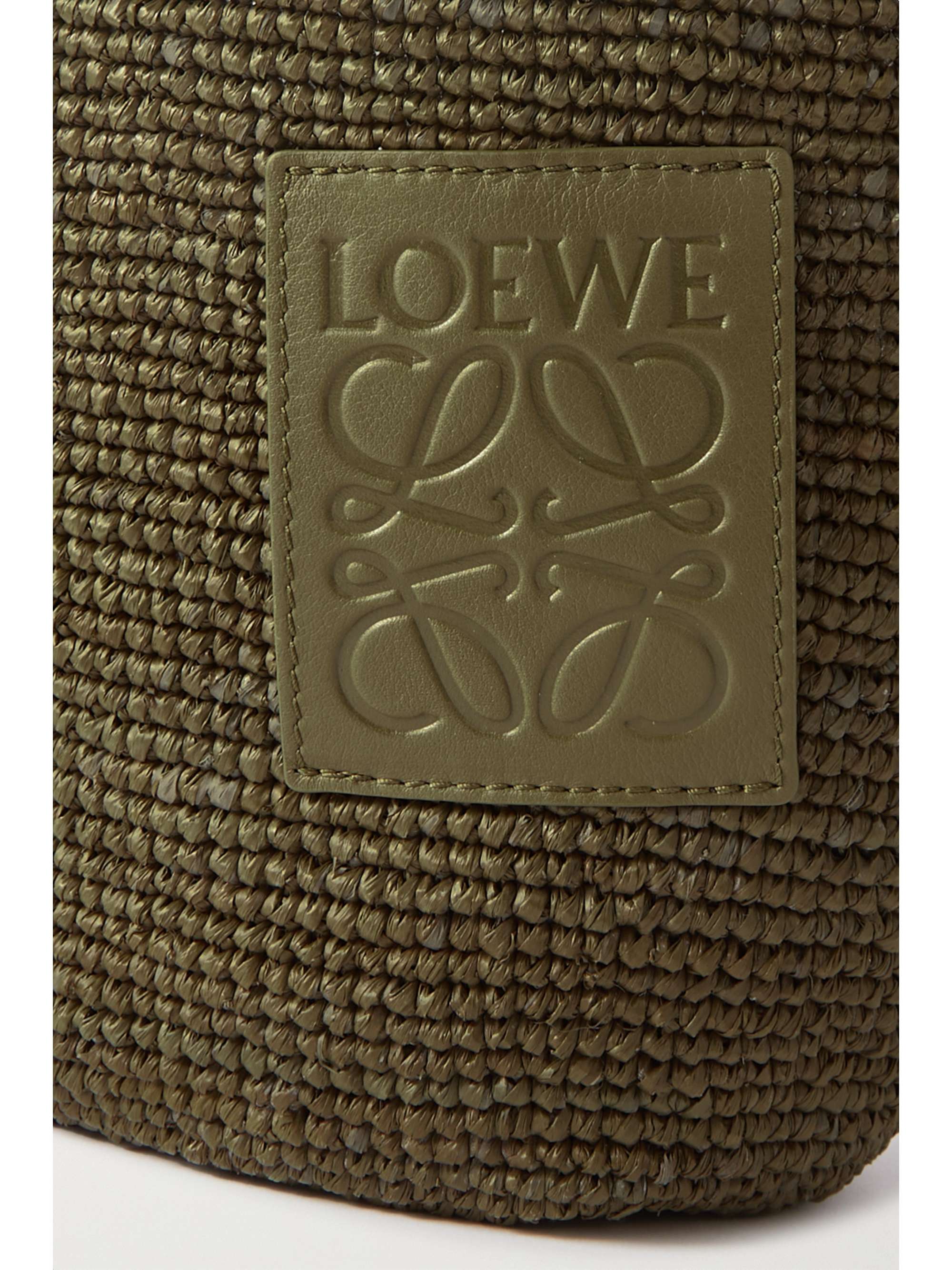 LOEWE + Paula's Ibiza Slit leather-trimmed woven raffia tote