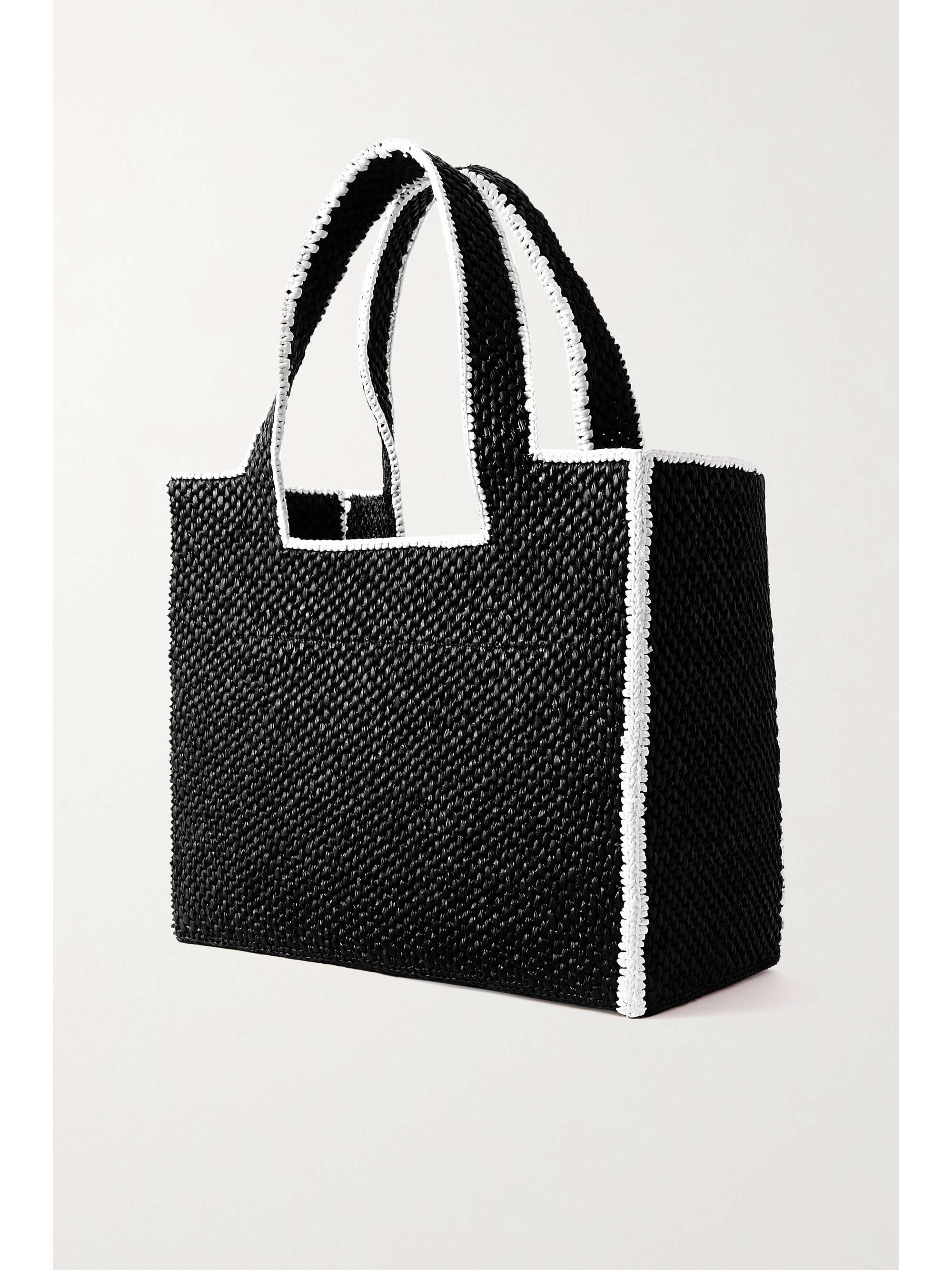 LOEWE + Paula's Ibiza embroidered two-tone raffia tote