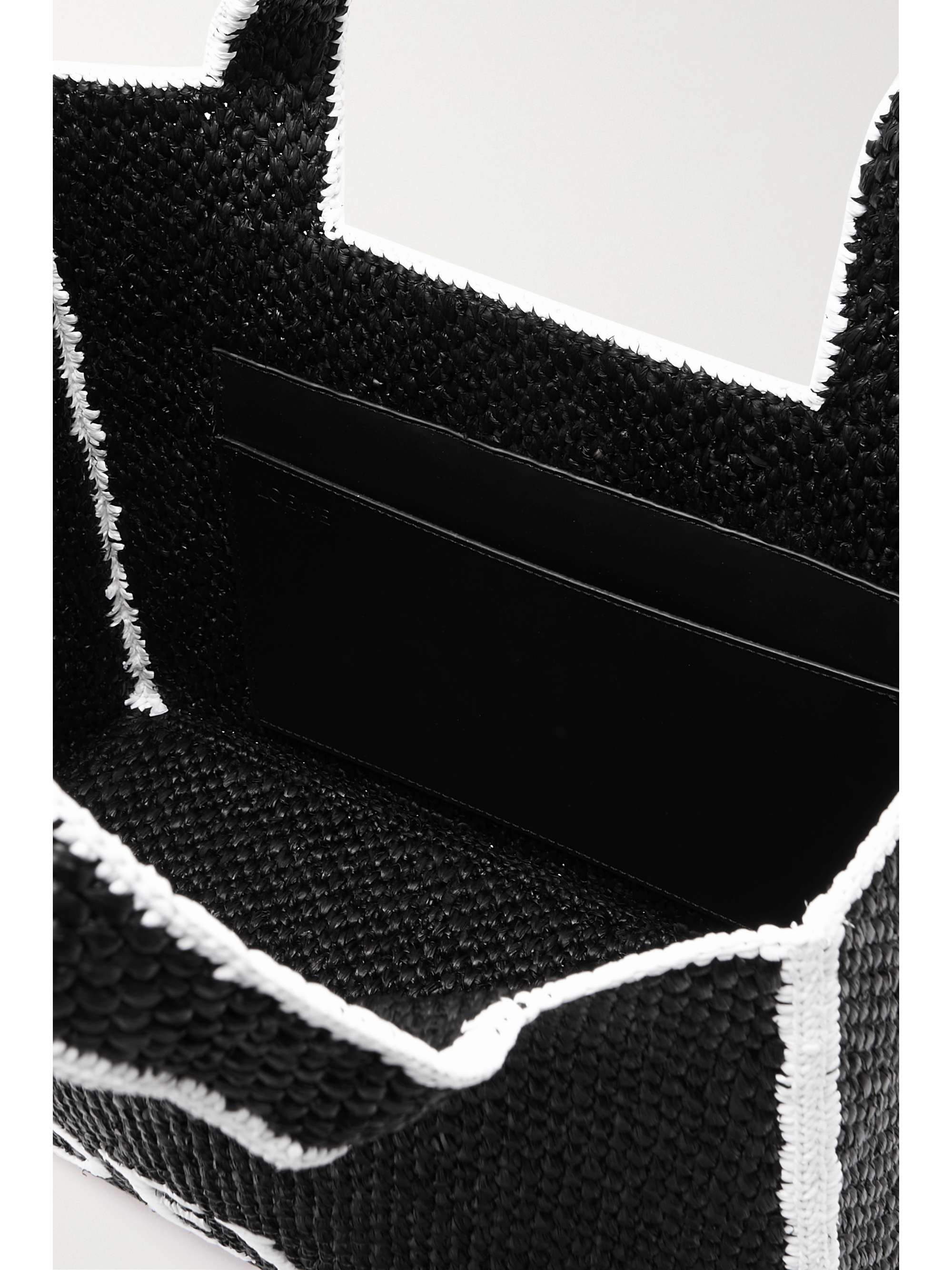 LOEWE + Paula's Ibiza embroidered two-tone raffia tote