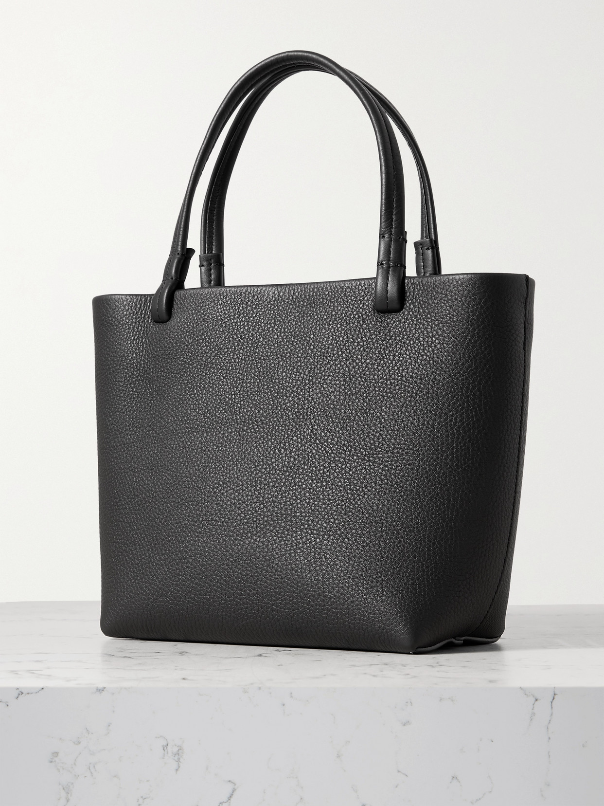 The Row Park Small Textured-leather Tote In Black