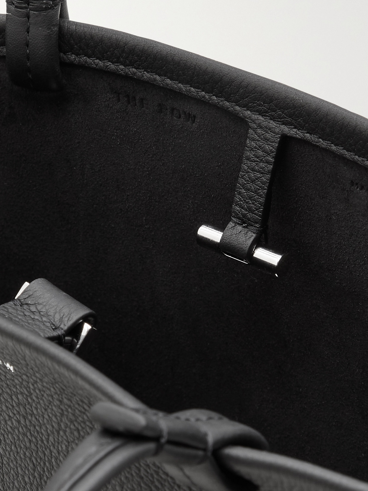 The Row Park Small Textured-leather Tote In Black
