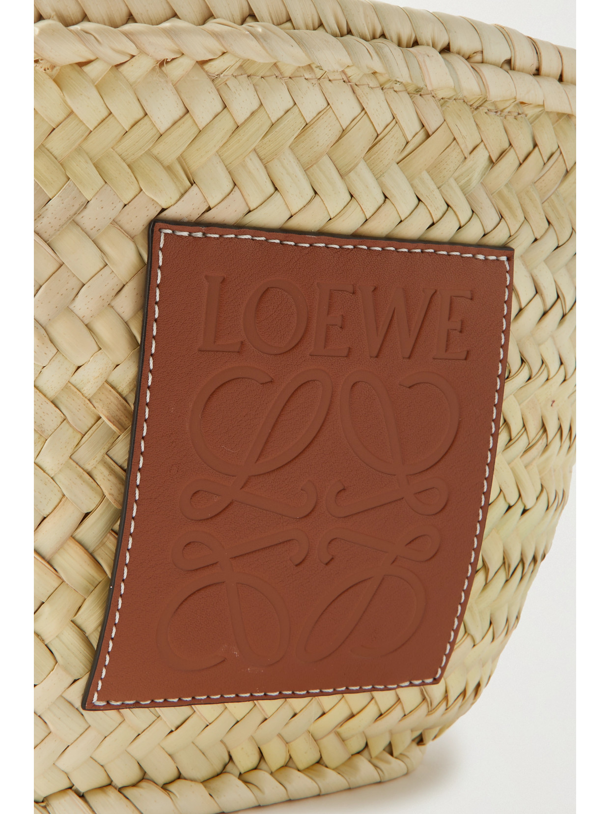 Shop Loewe + Paula's Ibiza Leather-trimmed Raffia Bucket Bag In Brown