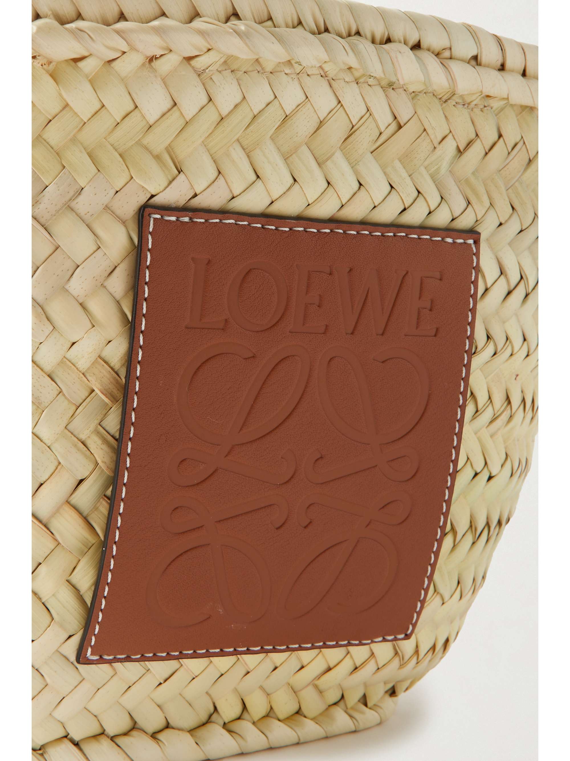 LOEWE + Paula's Ibiza leather-trimmed raffia bucket bag