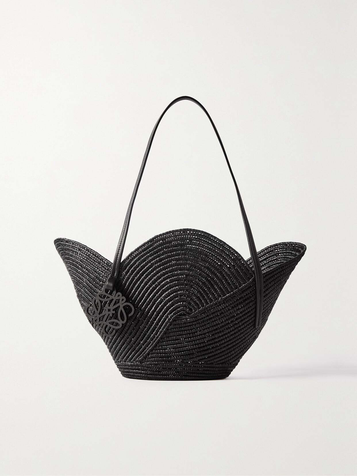 Loewe + Paula's Ibiza Petal Basket Leather-trimmed Raffia Tote
