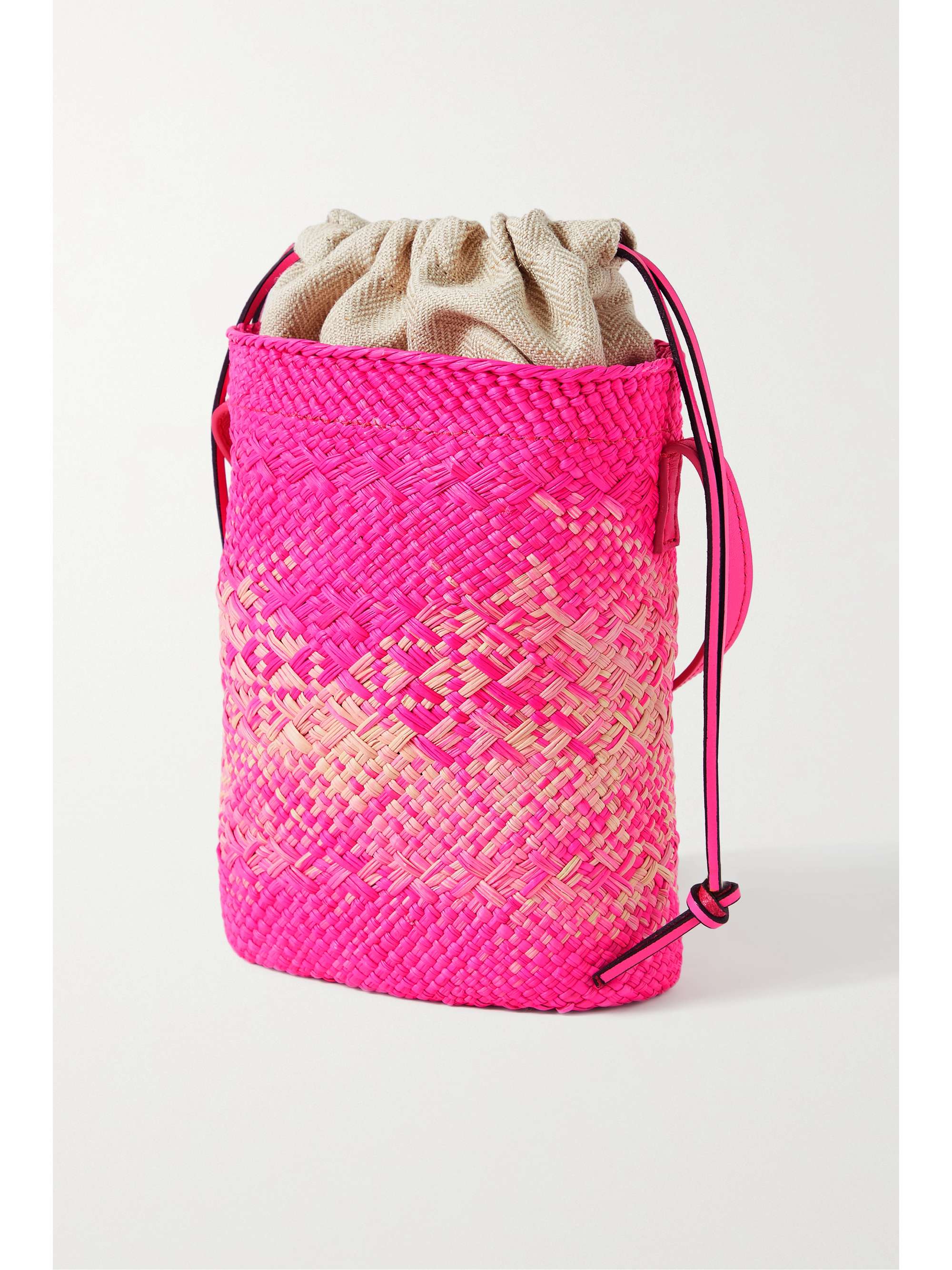 LOEWE + Paula's Ibiza leather-trimmed raffia shoulder bag