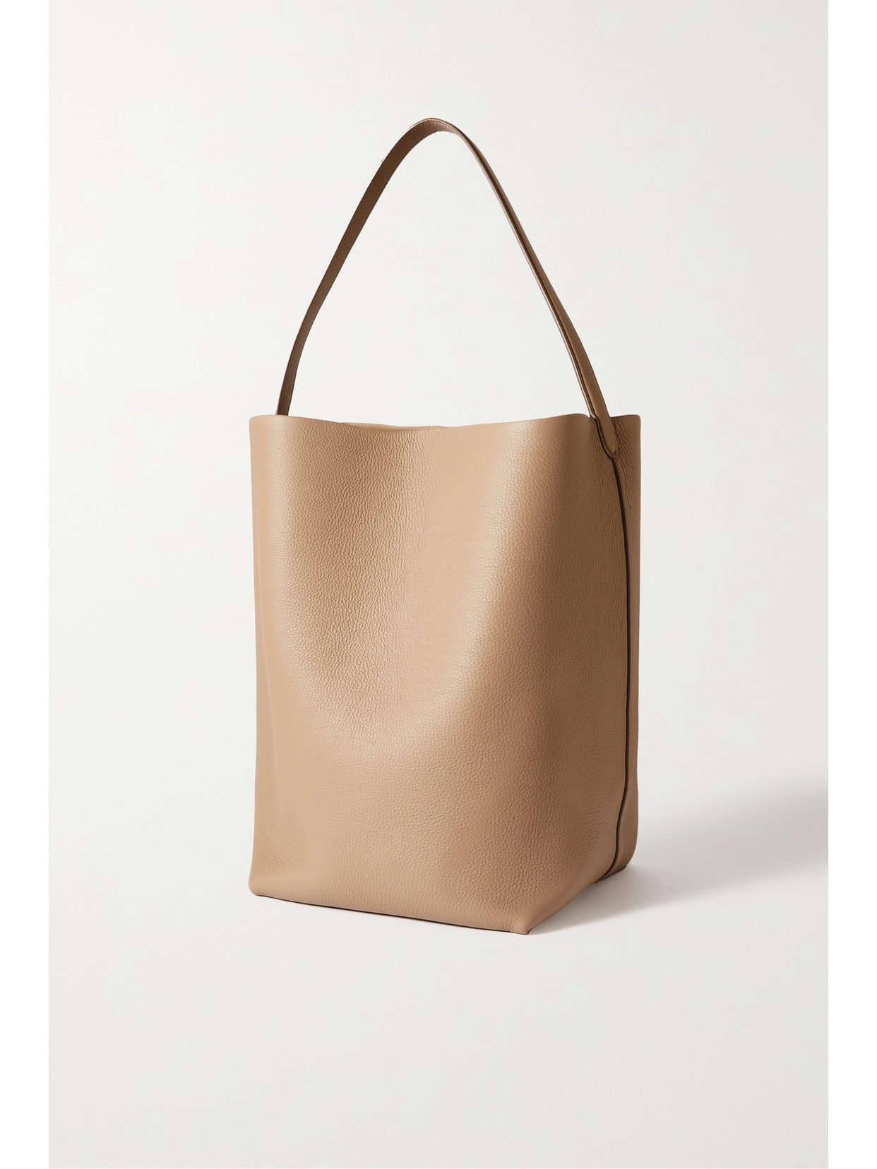The Row N/s Park Large Textured-leather Tote In Brown