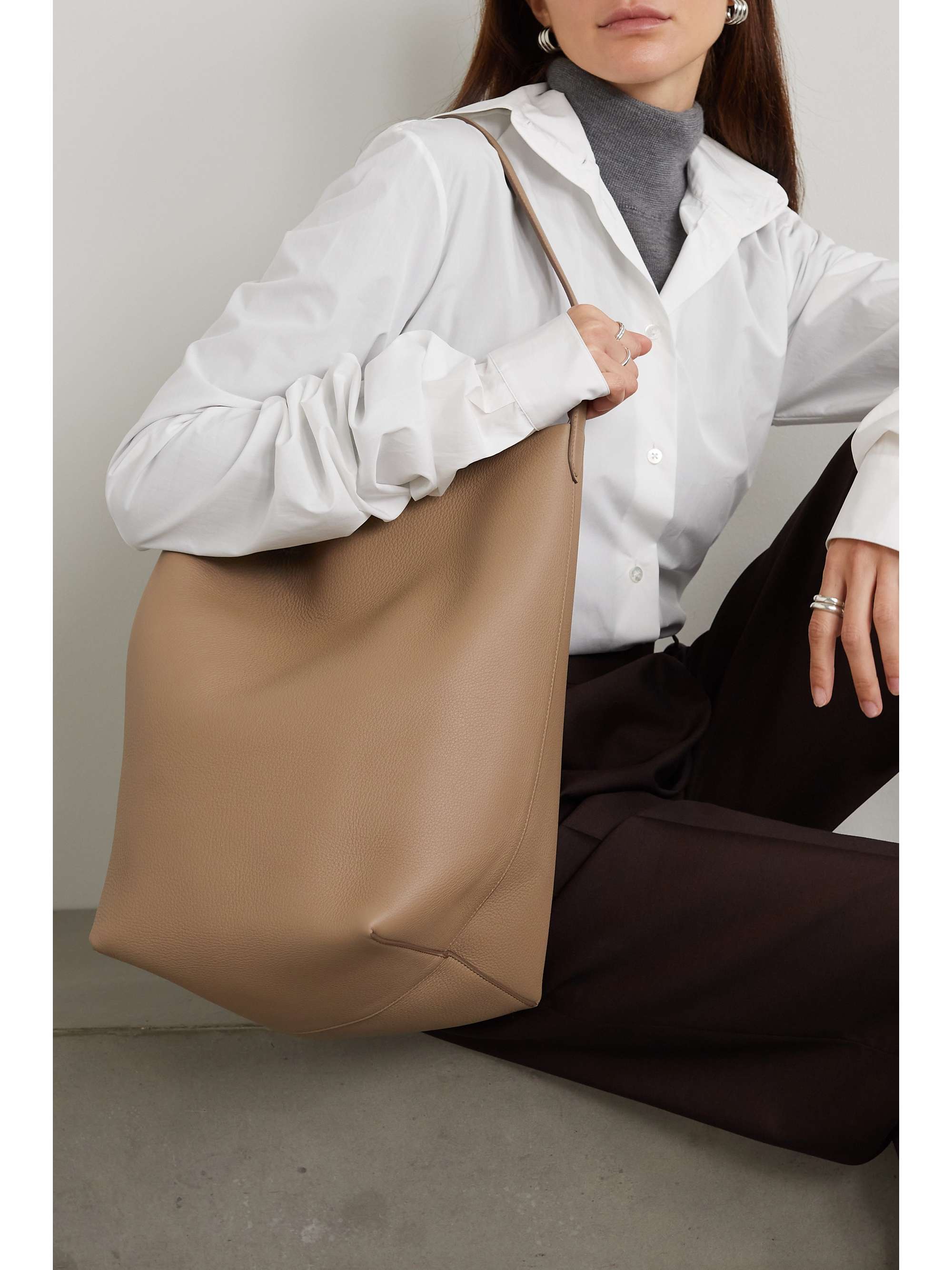 Park large logo and leather best sale satchel