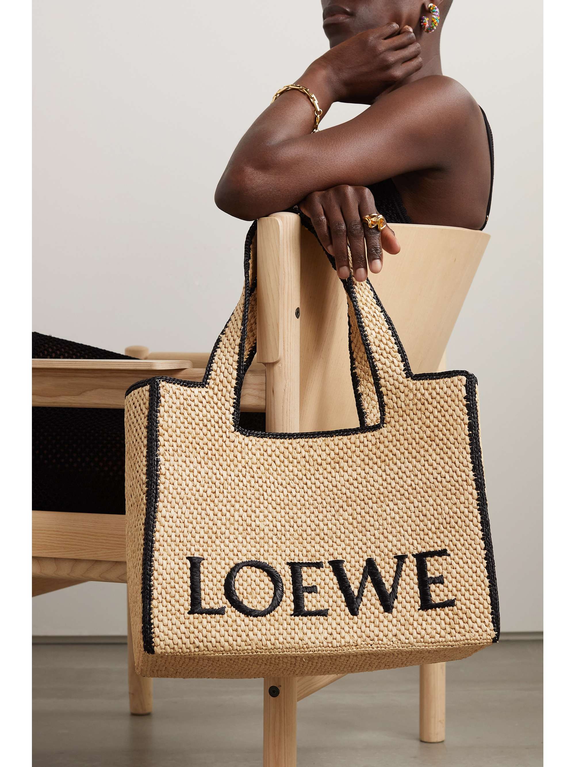 LOEWE + Paula's Ibiza embroidered raffia tote