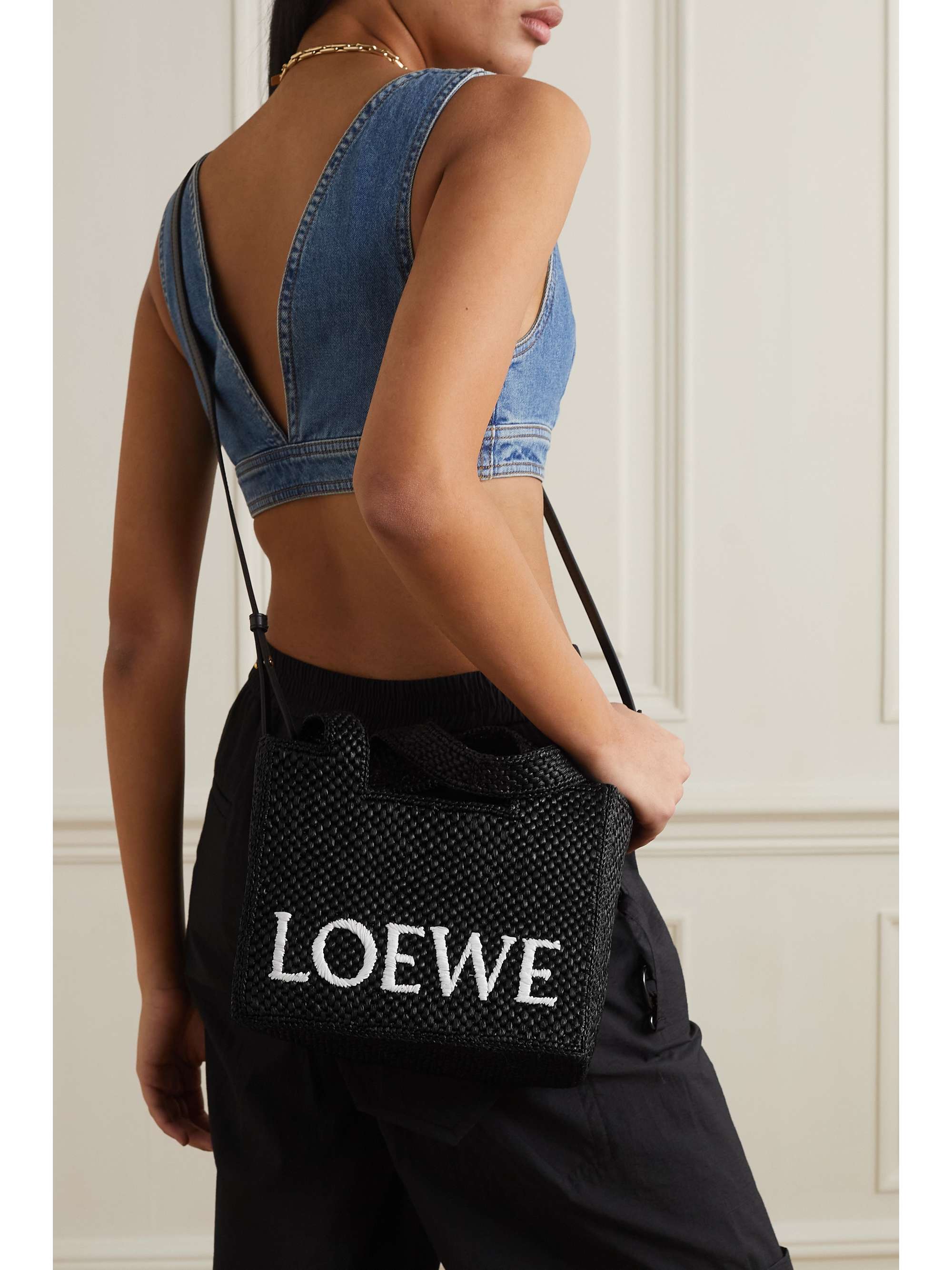 LOEWE + Paula's Ibiza embroidered raffia tote