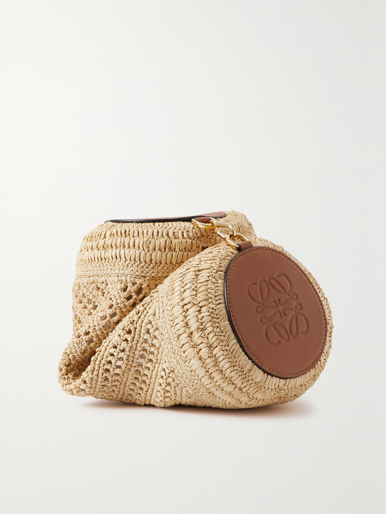 Loewe - + Paula's Ibiza Leather-trimmed Raffia Shoulder Bag - Neutrals