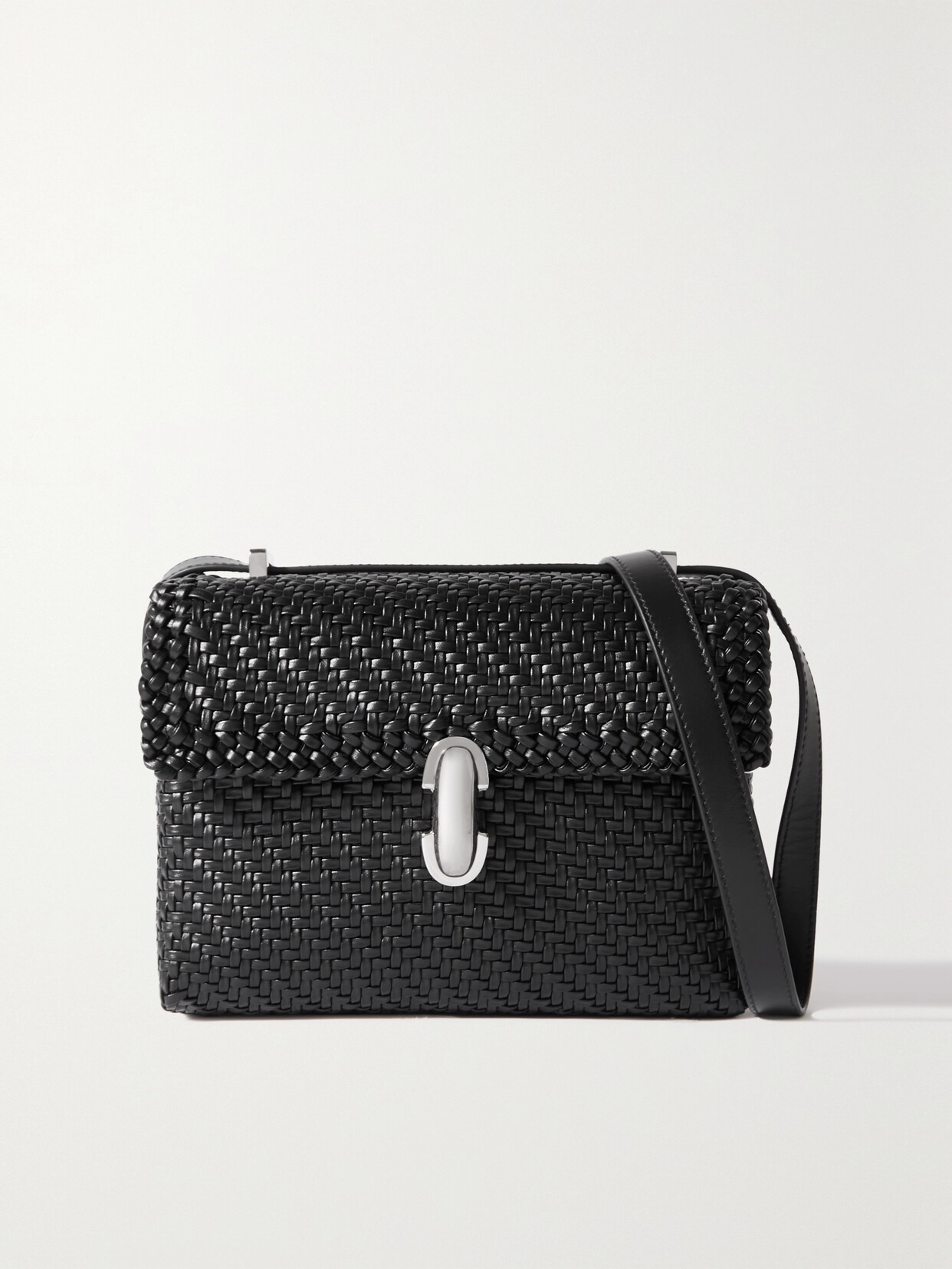 Savette - Symmetry 19 Woven Leather Shoulder Bag - Black