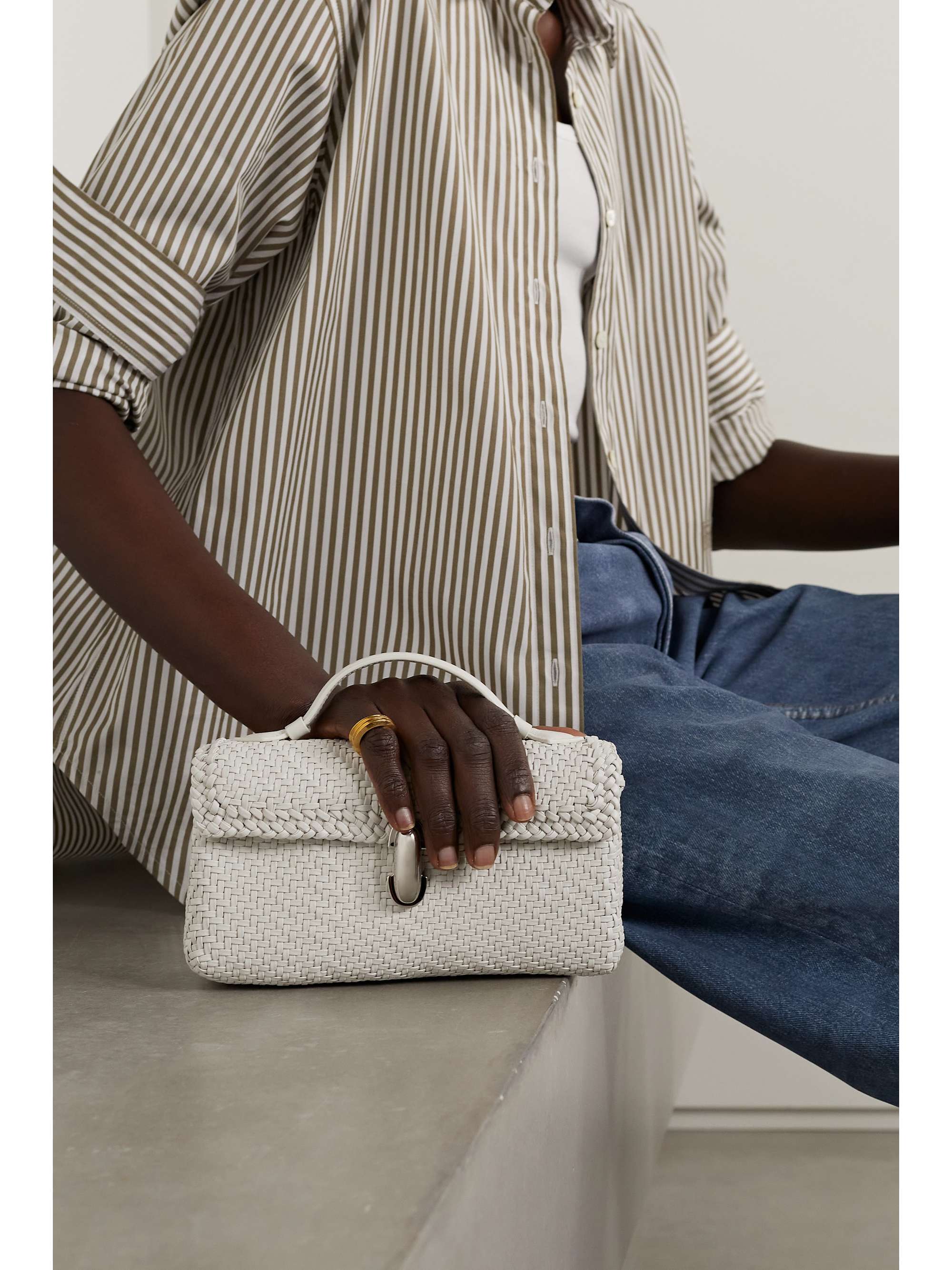 SAVETTE Symmetry Pochette woven leather tote