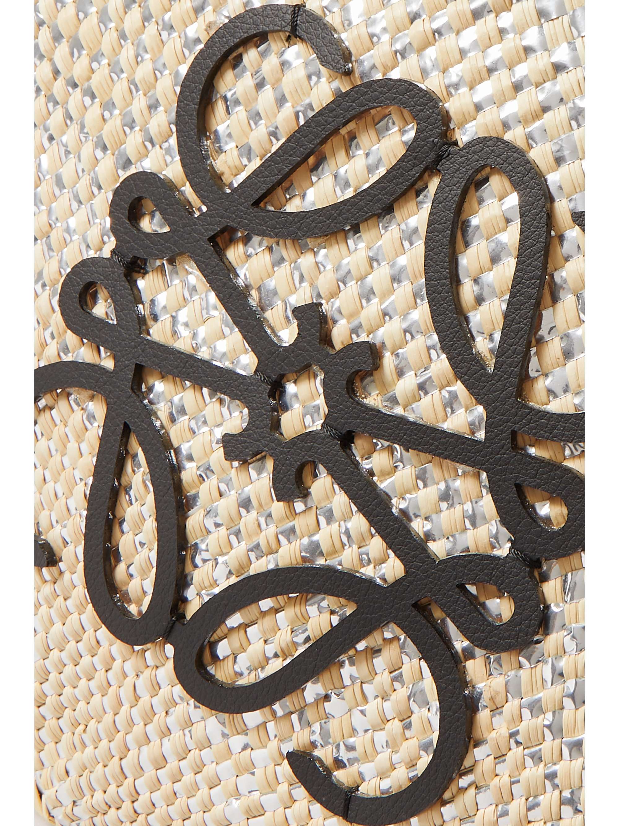 LOEWE + Paula's Ibiza medium leather-trimmed metallic raffia tote