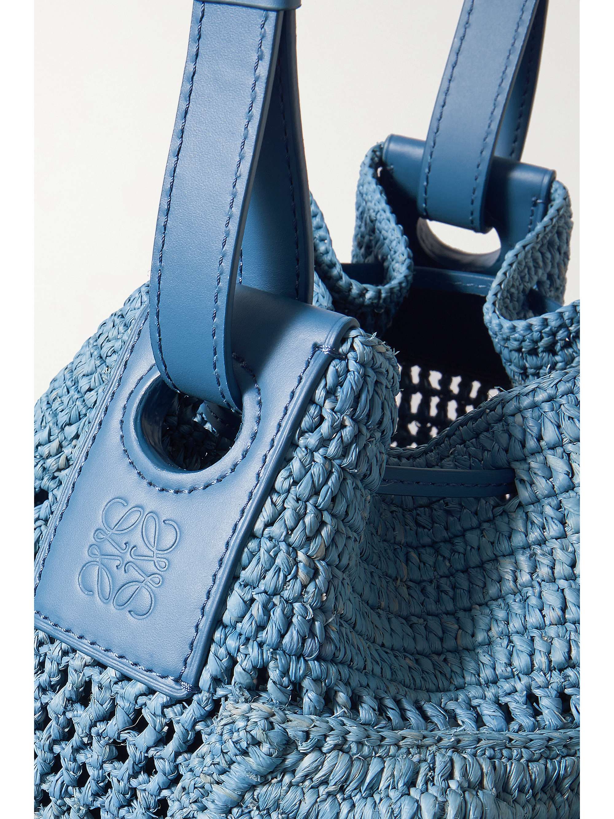 LOEWE + Paula's Ibiza Balloon Ruffles leather-trimmed raffia shoulder bag