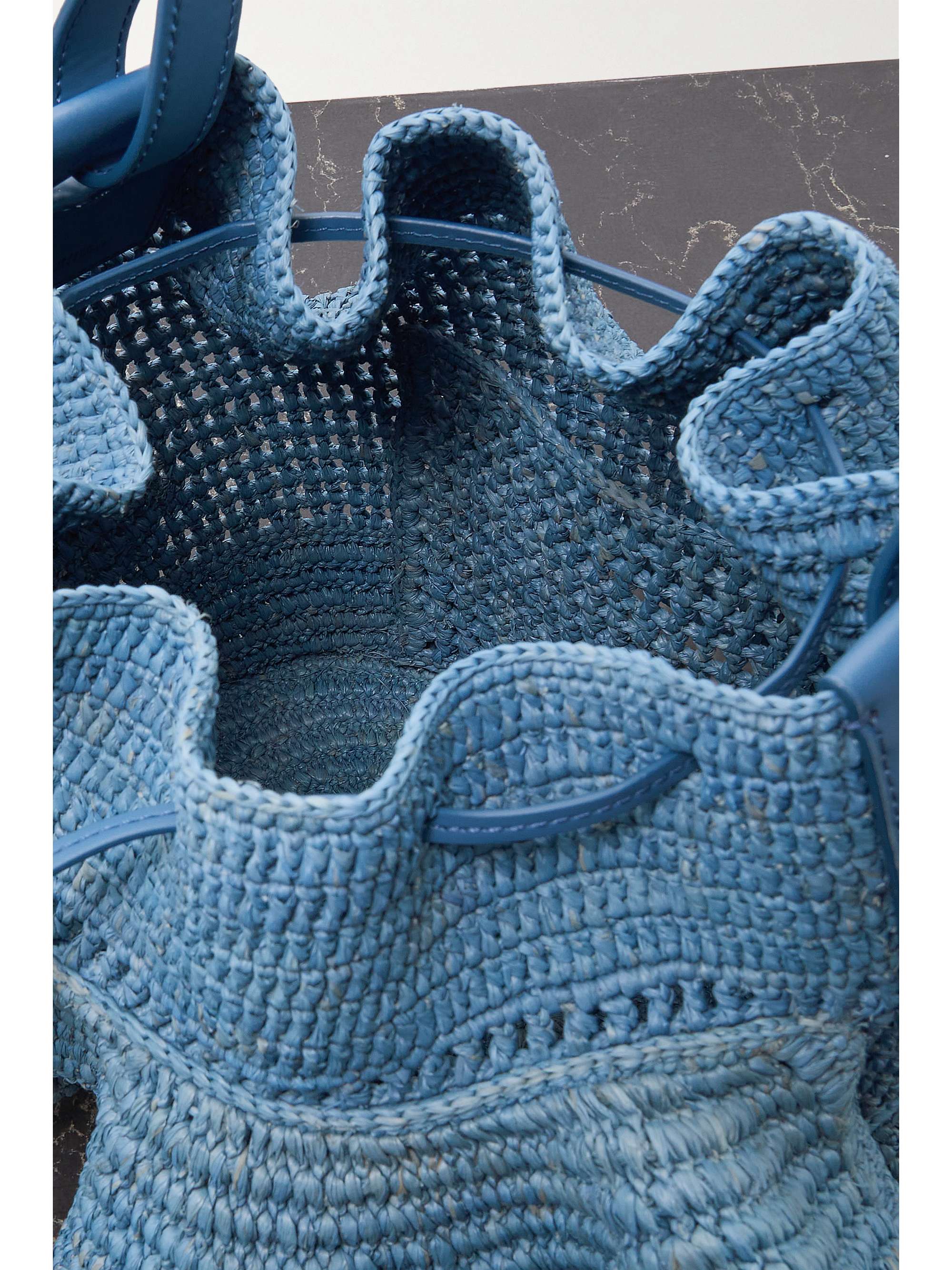 LOEWE + Paula's Ibiza Balloon Ruffles leather-trimmed raffia shoulder bag