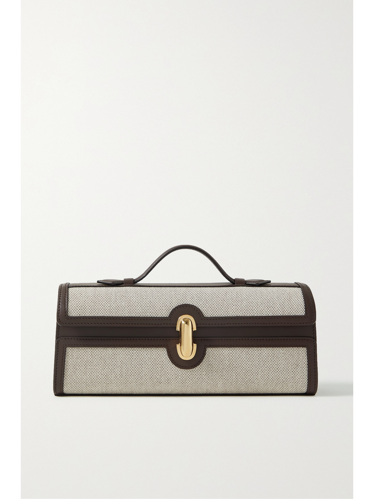 Savette - Slim Symmetry Pochette Leather-trimmed Canvas Tote - Neutrals
