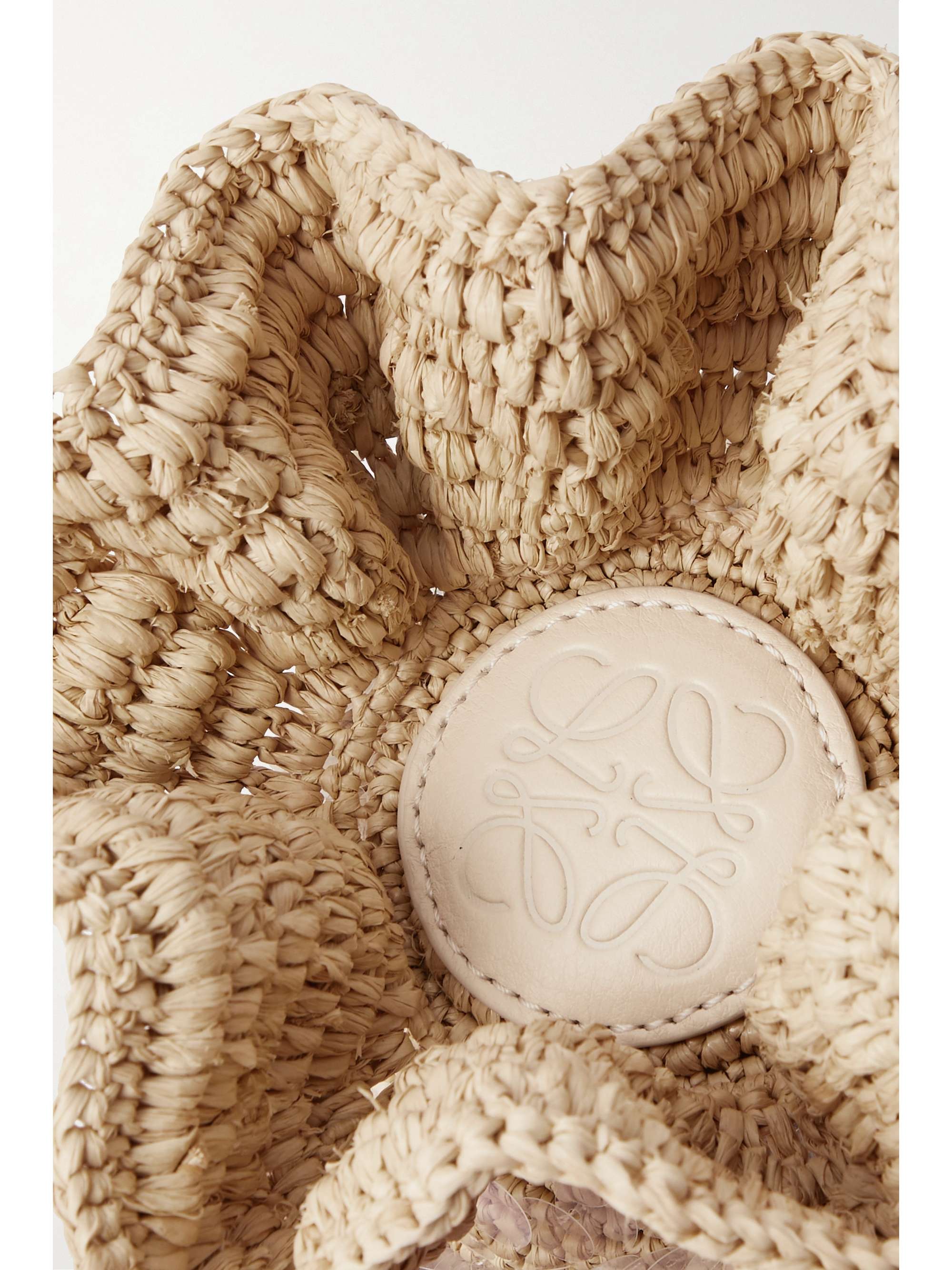 LOEWE + Paula's Ibiza embellished raffia and canvas shoulder bag
