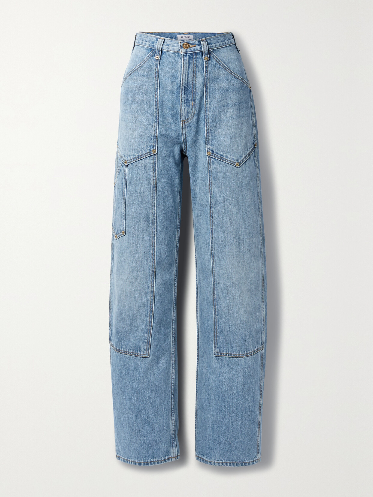 RE/DONE PANELED HIGH-RISE STRAIGHT-LEG JEANS