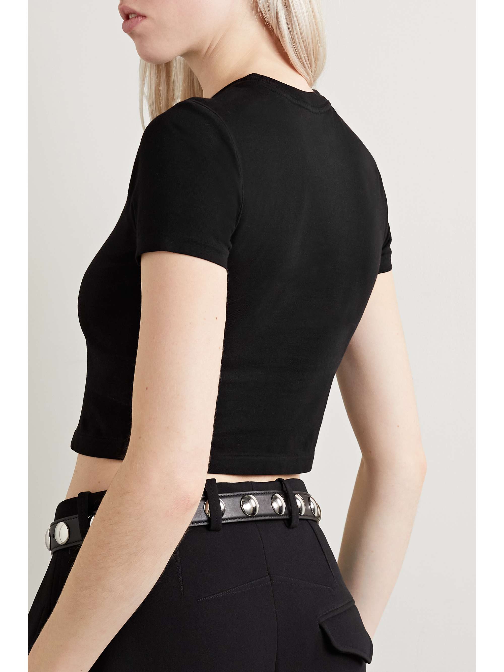 RE/DONE + Hanes Micro cropped cotton-jersey T-shirt